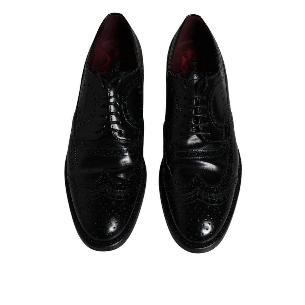 Dolce & Gabbana Dolce & Gabbana Black Leather Derby Wingtip Formal Shoes Size US 10 / EU 43 - 3 Thumbnail