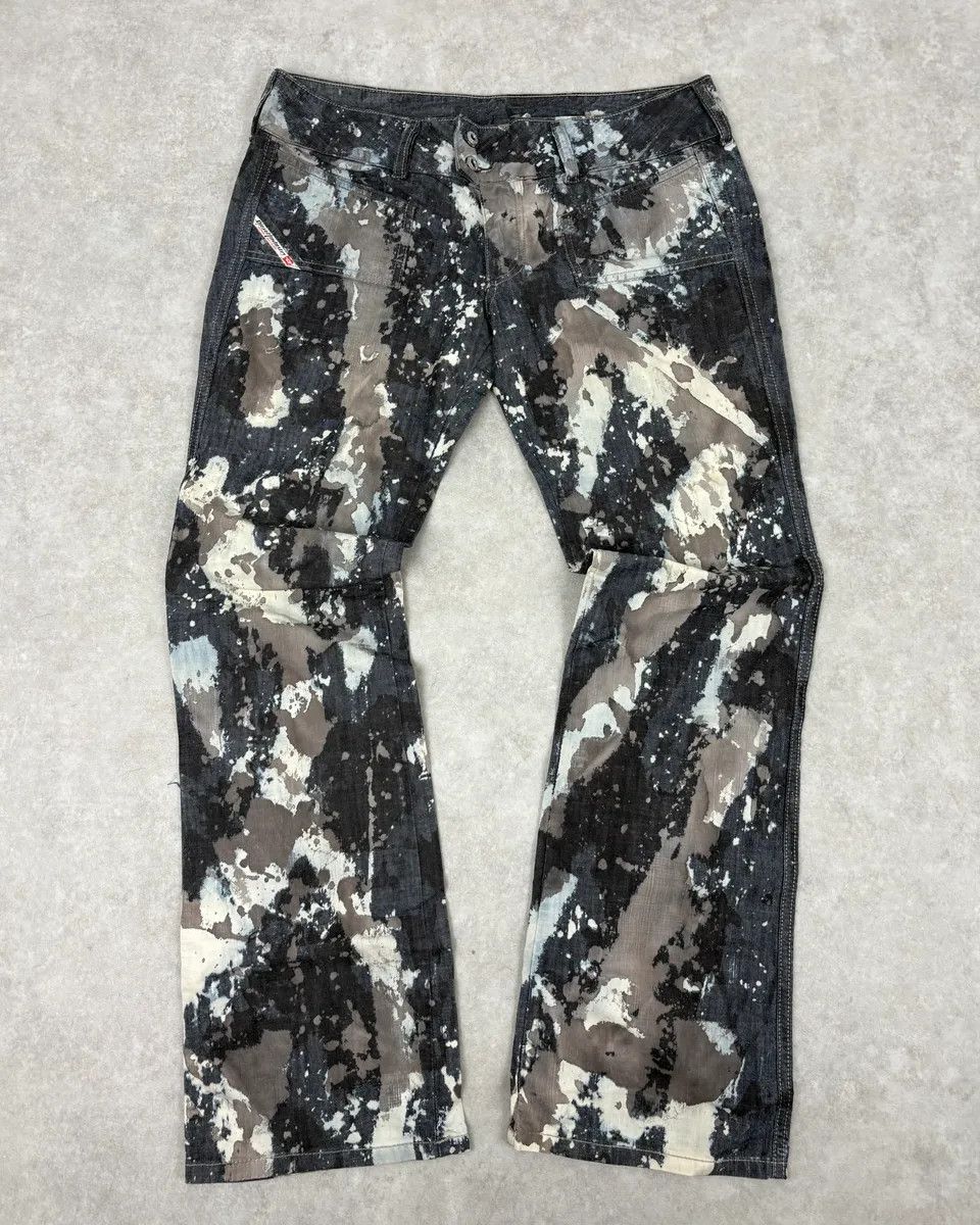 Diesel 2000s Diesel Grey Painted Splash Abstract Pants Size US 30 / EU 46 - 1 Thumbnail