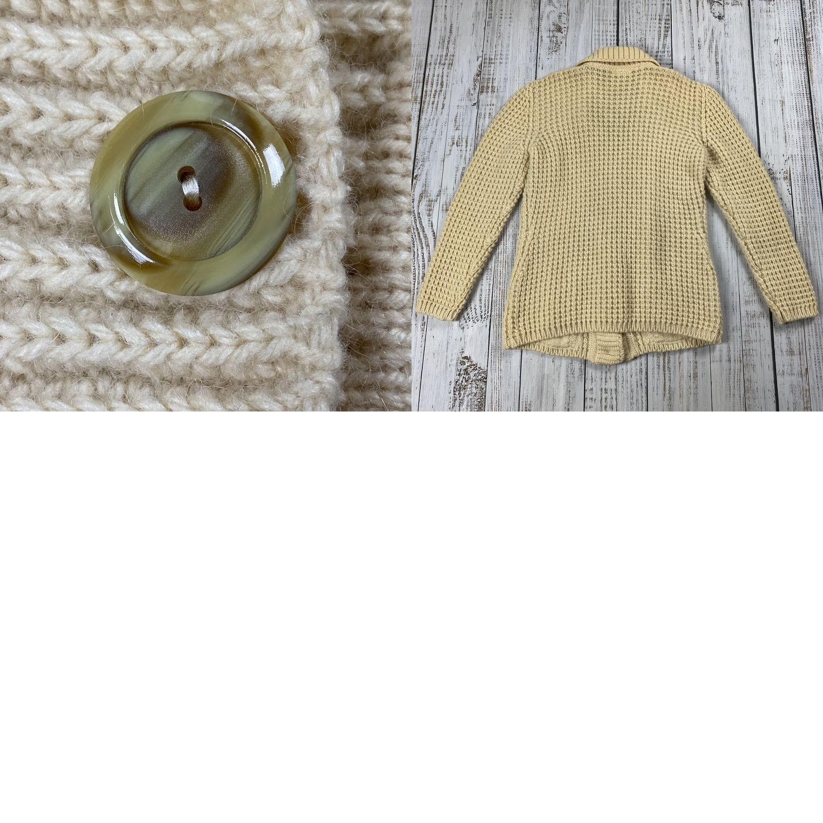 Vintage VINTAGE Gaeltarra Irish Wool Sweater Dress Womens 40" Ivory Chunky-Knit  Fisherman Cardigan Fall Winter | Grailed