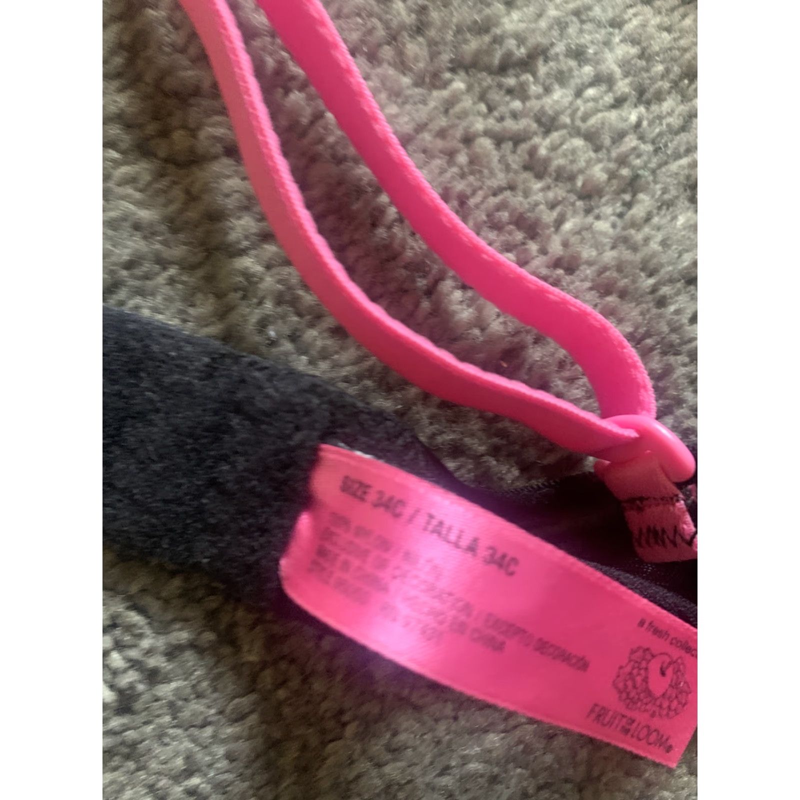 Fruit Of The Loom Fruit Of The Loom Bra 34C Black Pink Lace Women Underwire 34C Colorful N/A Womens Size ONE SIZE - 5 Thumbnail