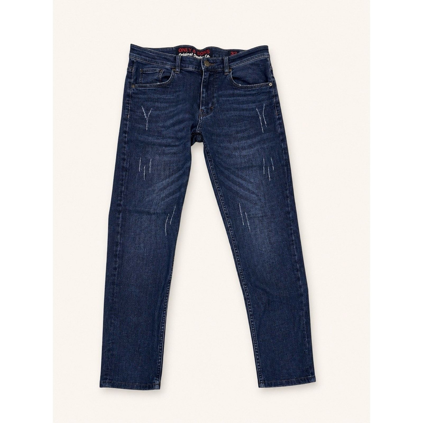 ONLY & SONS ONLY & SONS Men's Slim Straight Jeans Blue Cotton Distressed Size US 32 / EU 48 - 1 Thumbnail