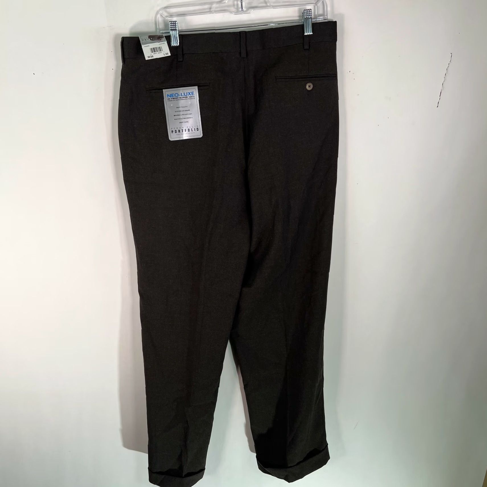 Perry Ellis Perry Ellis Portfolio Mens Neo Luxe Cuffed Hem Brown Dress Pants Size 36 L30 Mens Dress Pants Brown 36 Regular Inseam 30 Size US 36 / EU 52 - 2 Thumbnail