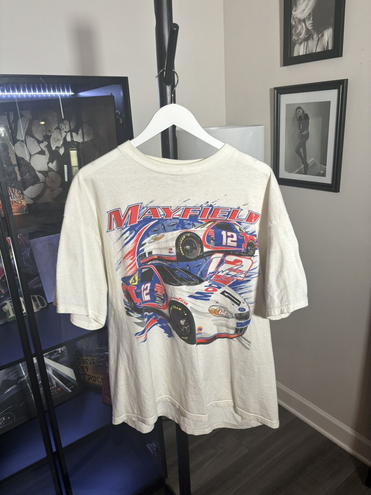 image of Wicked Allover Print Nascar Tee in White, Men's (Size XL)