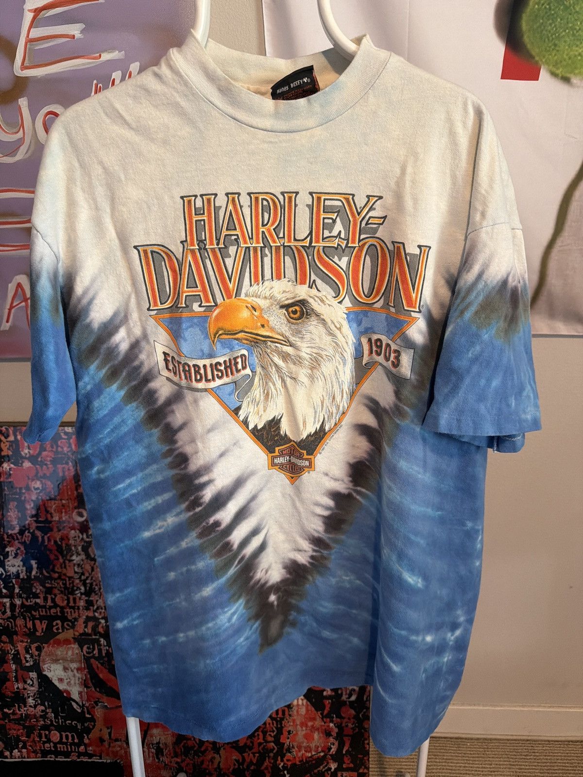 Harley Davidson 1991 Harley Tie Dye Single Stitch Tee Size US XXL / EU 58 / 5 - 1 Thumbnail