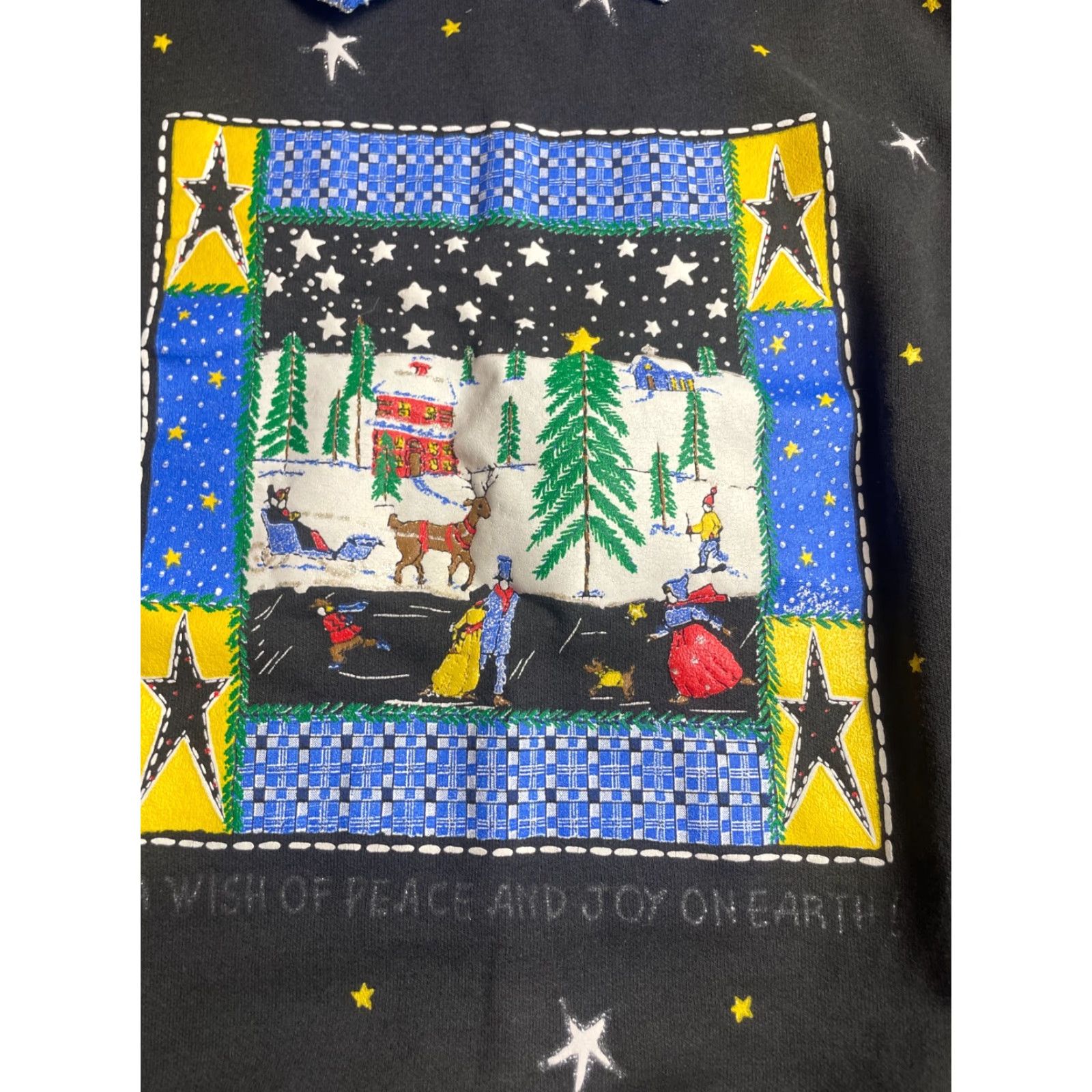Vintage Bobbie Brooks Sweater Women's XL Black Pull Over Collared Christmas Holiday Shirt? Size XL / US 12-14 / IT 48-50 - 3 Thumbnail