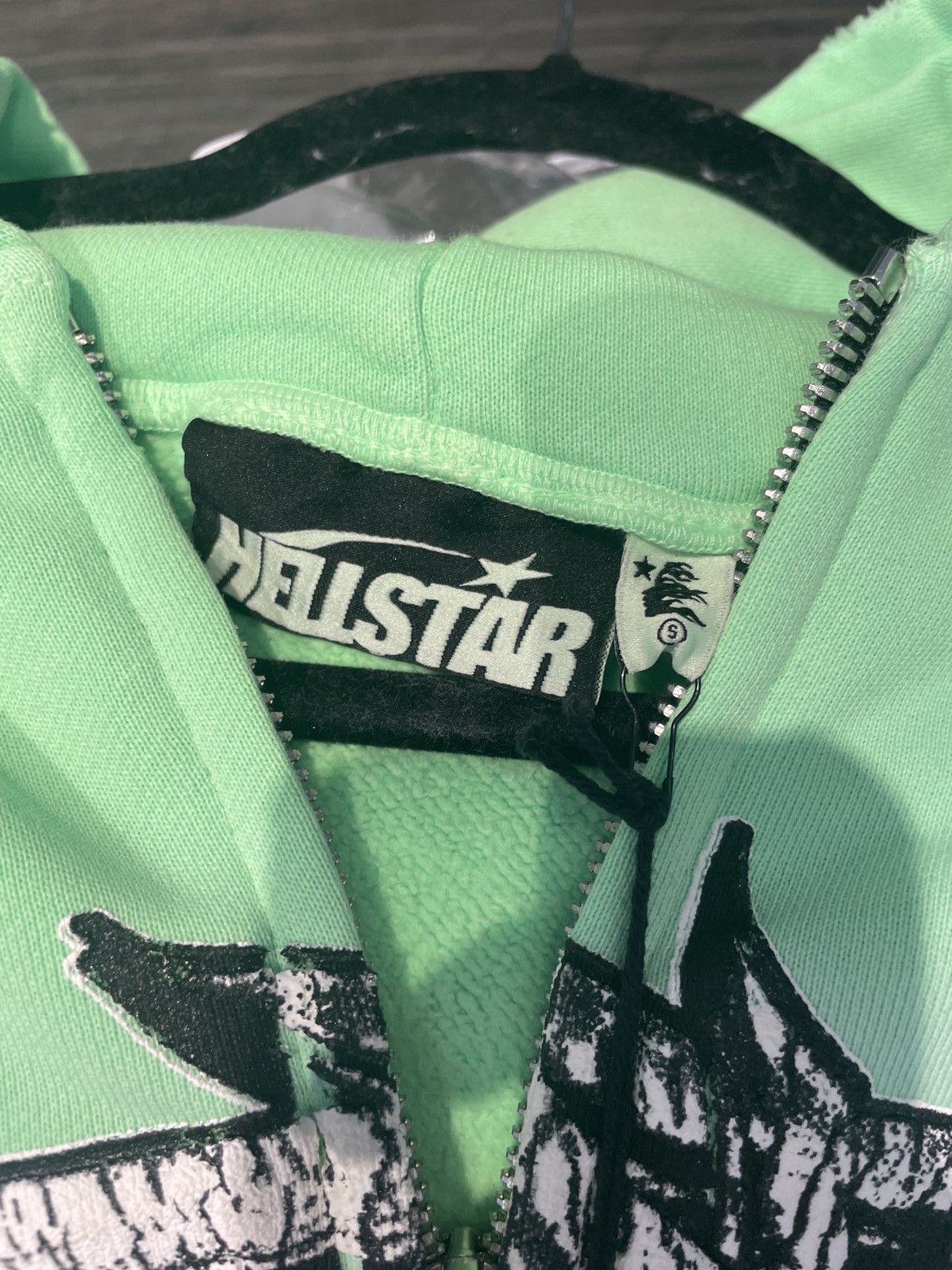 Hellstar FW24 Graffiti Zip Up Hoodie Lime Green