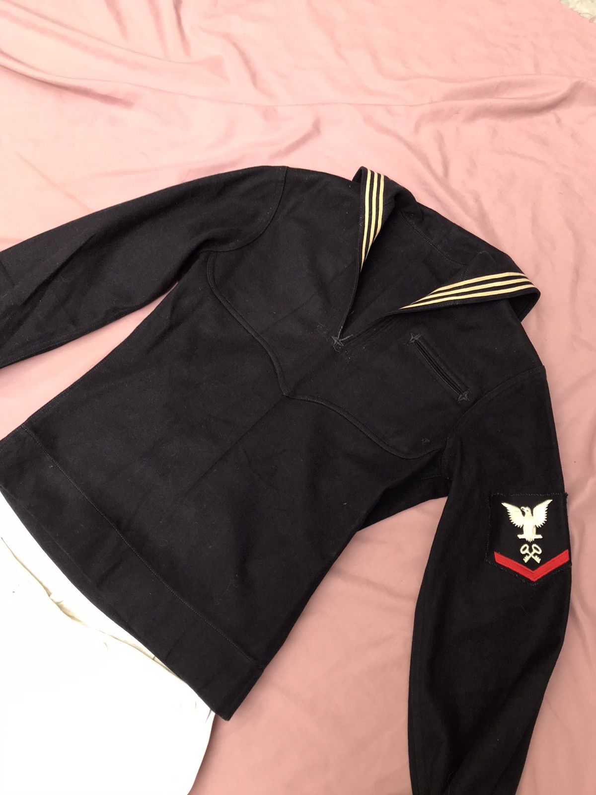 Other ANTIQUE USN, LIBERTY CUFFS, WOOL SMOCK POP OVER JUMPER Size US M / EU 48-50 / 2 - 3 Thumbnail