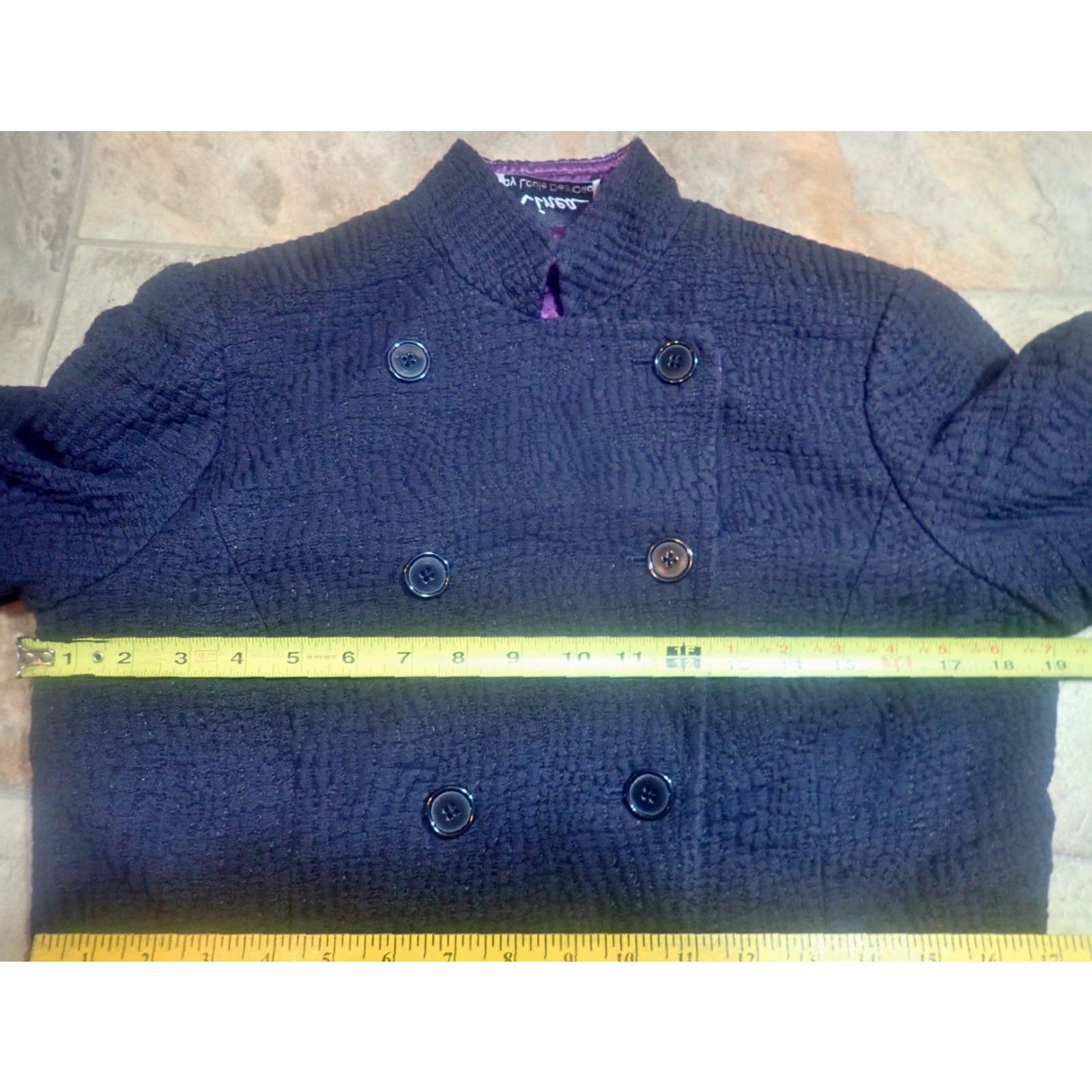 Vintage VINTAGE Linea Louis Dell'Olio Jacket Ladies Double Breasted Textured Knit Satin Lining Black S Polyester Classic Jacket Womens Size S / US 4 / IT 40 - 7 Thumbnail