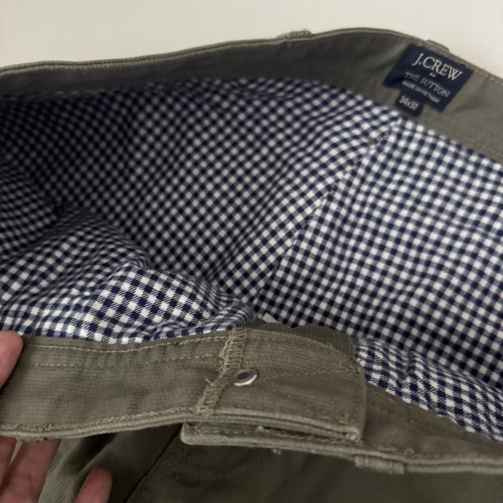 J.Crew J.Crew Sutton Olive Bedford Cord Gingham Flannel Lined Pants Size US 34 / EU 50 - 5 Thumbnail