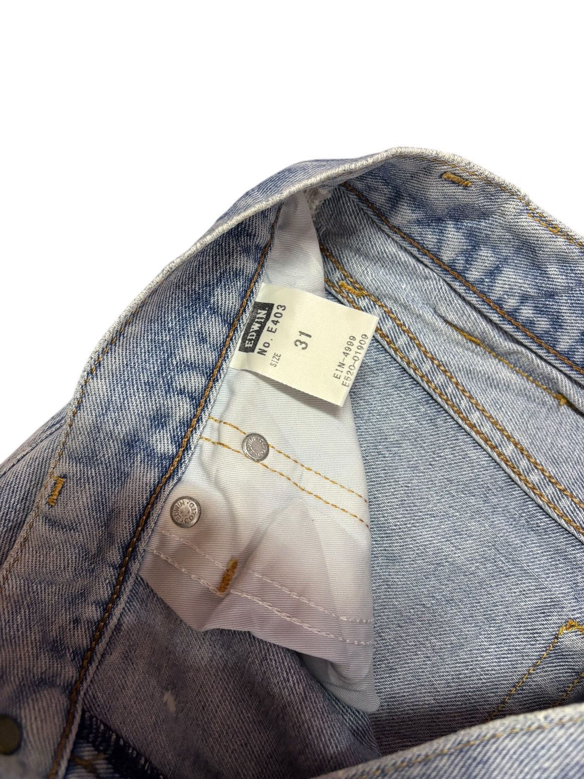 Edwin Vtg Edwin Japan 403 Blue Washed Distressed Jeans Size US 30 / EU 46 - 8 Thumbnail