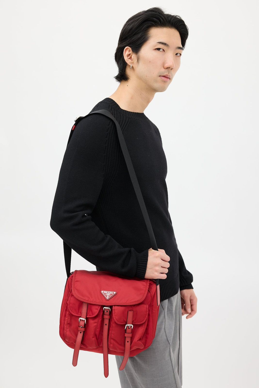 Prada Prada | Red & Black | Nylon Messenger Bag | Size ONE SIZE - 3 Thumbnail