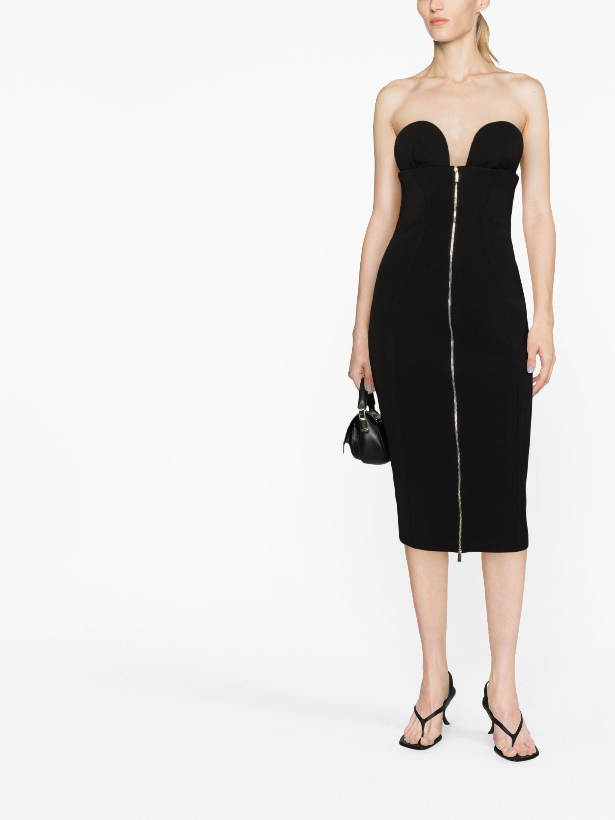 Off-White o1gr1nt1124 Ablohland Crepe Jer Midi Dress in Black Size S / US 4 / IT 40 - 2 Thumbnail