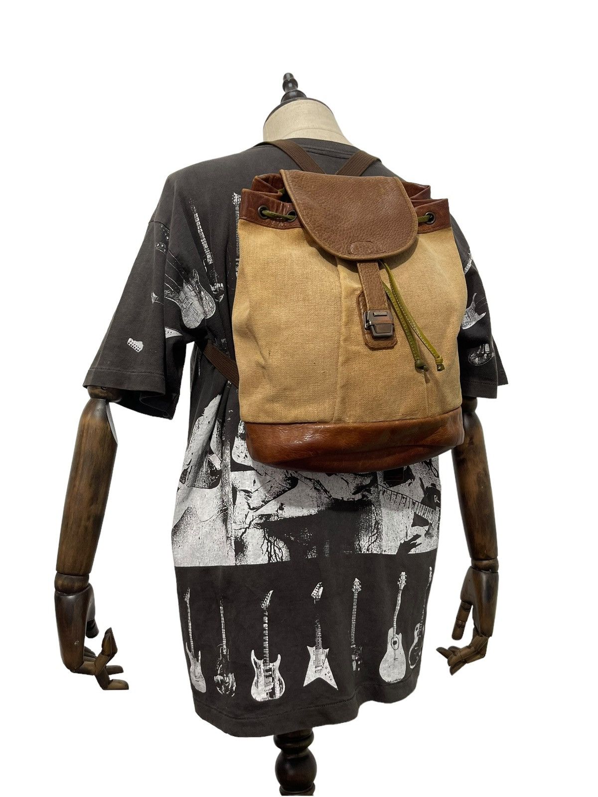 Genuine Leather Leather Linen Backpack Vtg Unknown Japan Bag 2🟩 Size ONE SIZE - 2 Thumbnail