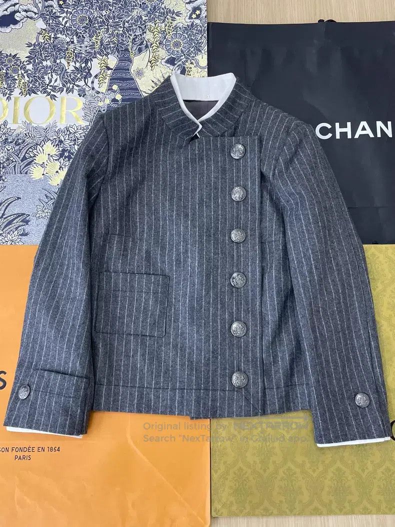 Chanel Chanel German Hamburg Series Stand-up Collar Striped Coat Size XS / US 0-2 / IT 36-38 - 1 Thumbnail