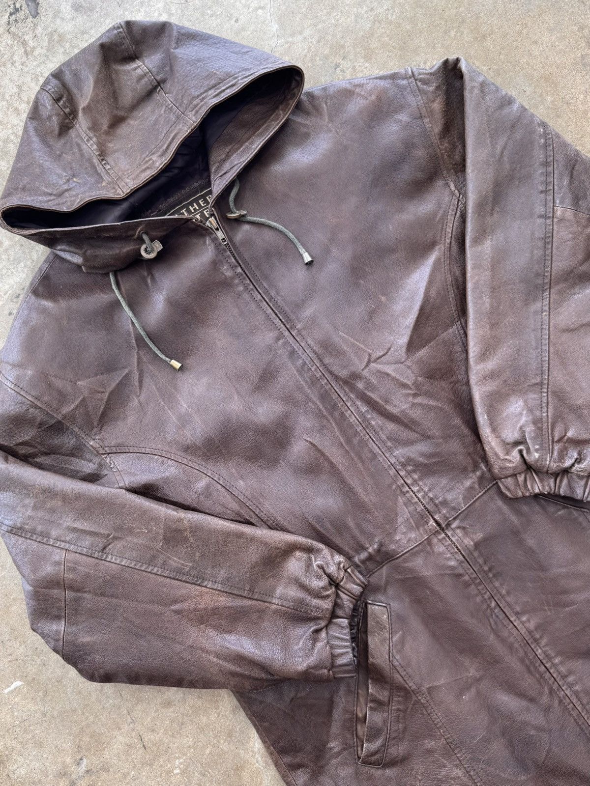Vintage Vintage Leather Limited Leather Zip Up Hooded Jacket Large Size US L / EU 52-54 / 3 - 1 Thumbnail