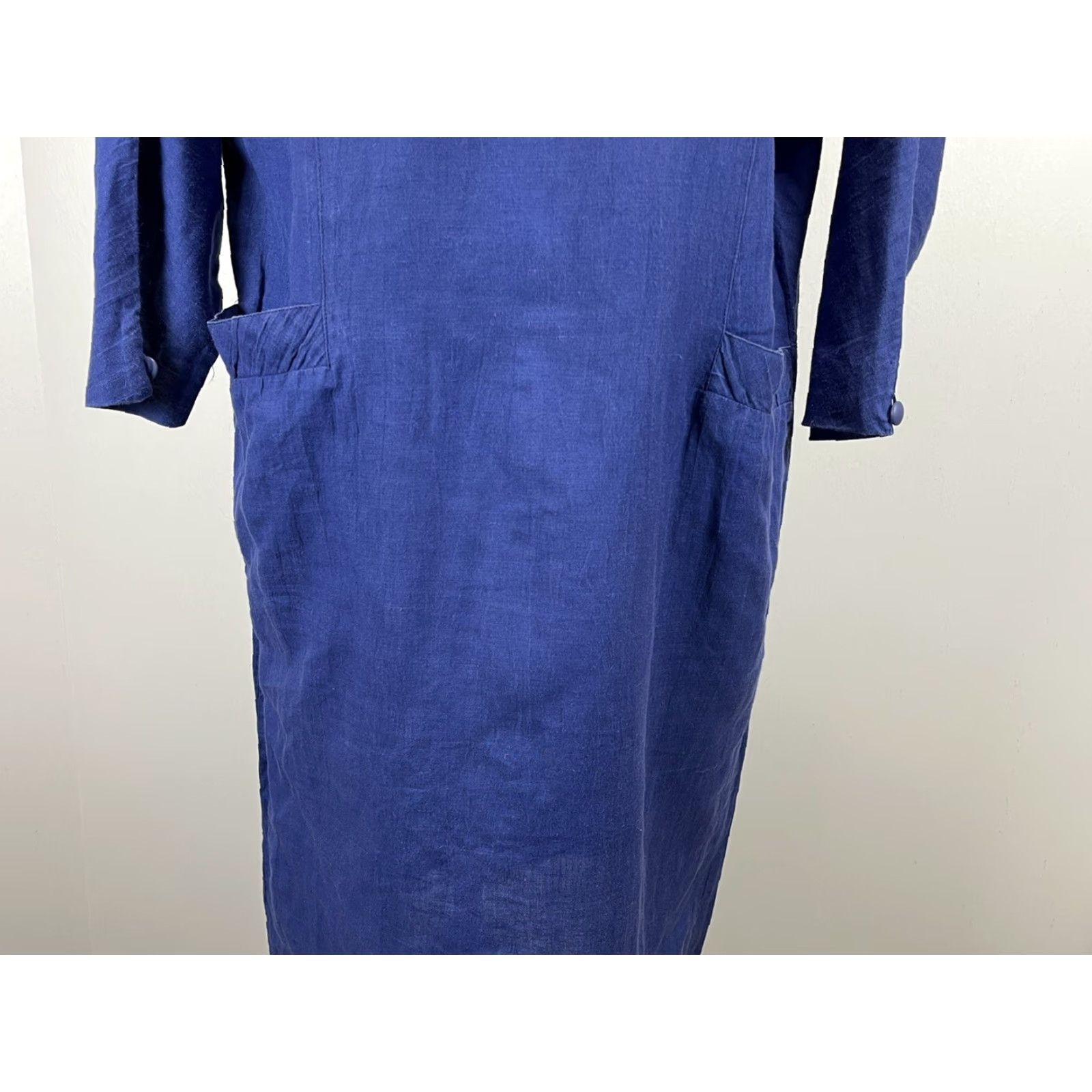 Vintage VINTAGE K. Saison Linen Midi Dress Blue Size M Pockets Lagenlook Womens Size M / US 6-8 / IT 42-44 - 5 Thumbnail