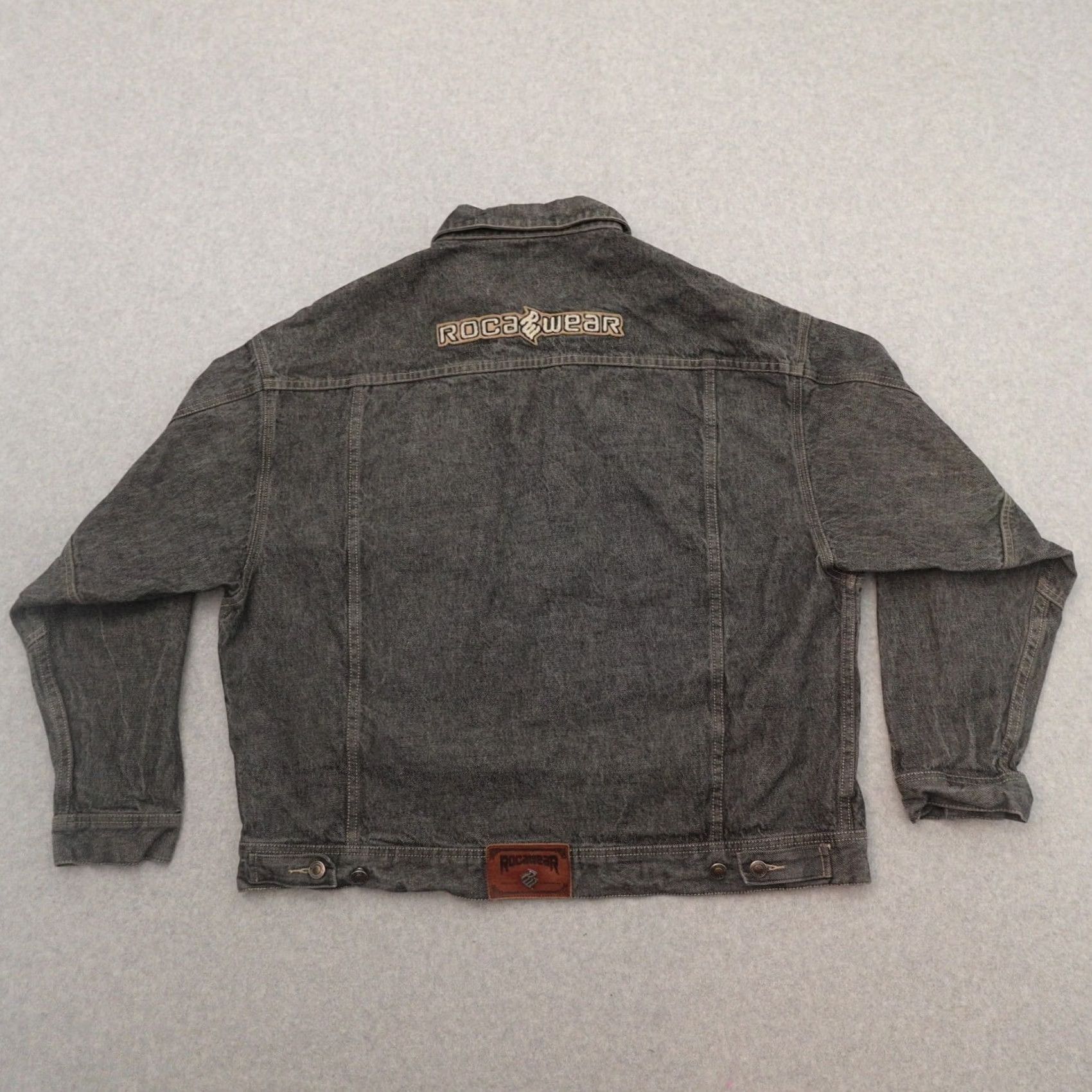 Rocawear VINTAGE Rocawear Denim Jacket Hip Hop 90s Y2K Full Zip Mens 2XL Gray Size US XXL / EU 58 / 5 - 2 Thumbnail