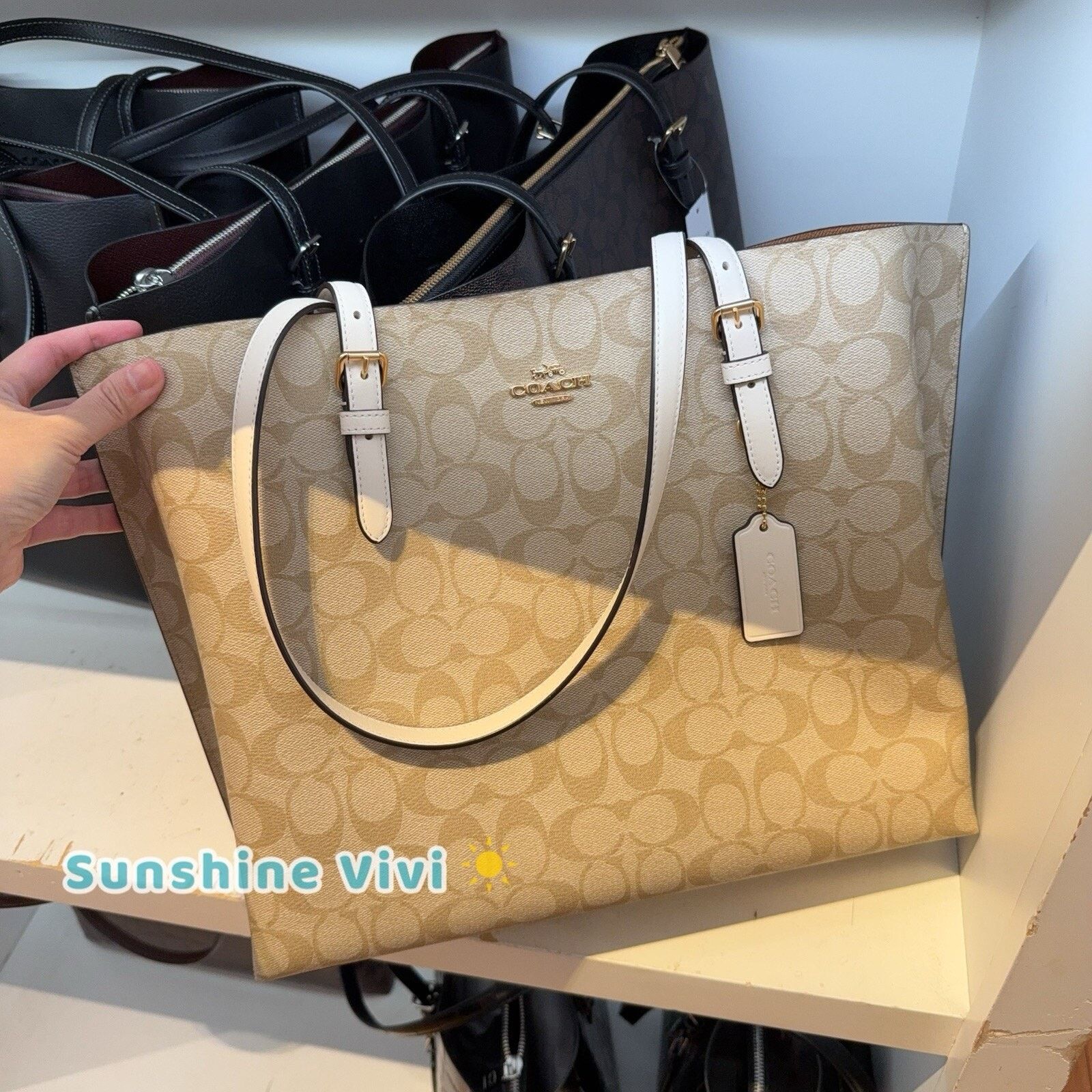 Coach NWT COACH 1665 Mollie Tote Bag Gold/Leather Light Khaki Size ONE SIZE - 1 Thumbnail