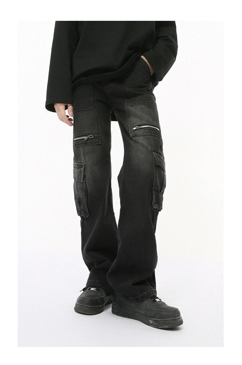 Japanese Brand × Jean Washed vintage zipper patchwork multi-pocket work jeans Size US 32 / EU 48 - 1 Thumbnail