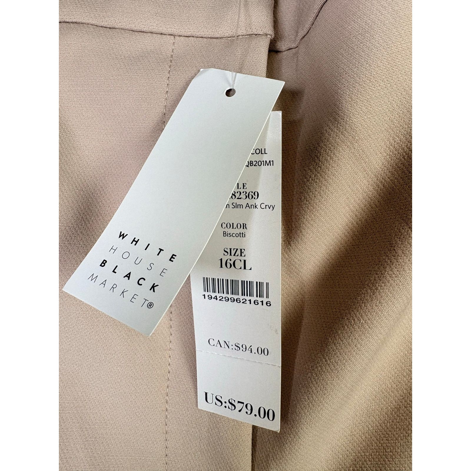 White House Black Market 1095 WHBM Beige Curvy Slim Ankle Pants 16L Minimal Office Size 38" / US 16 / IT 52 - 5 Thumbnail