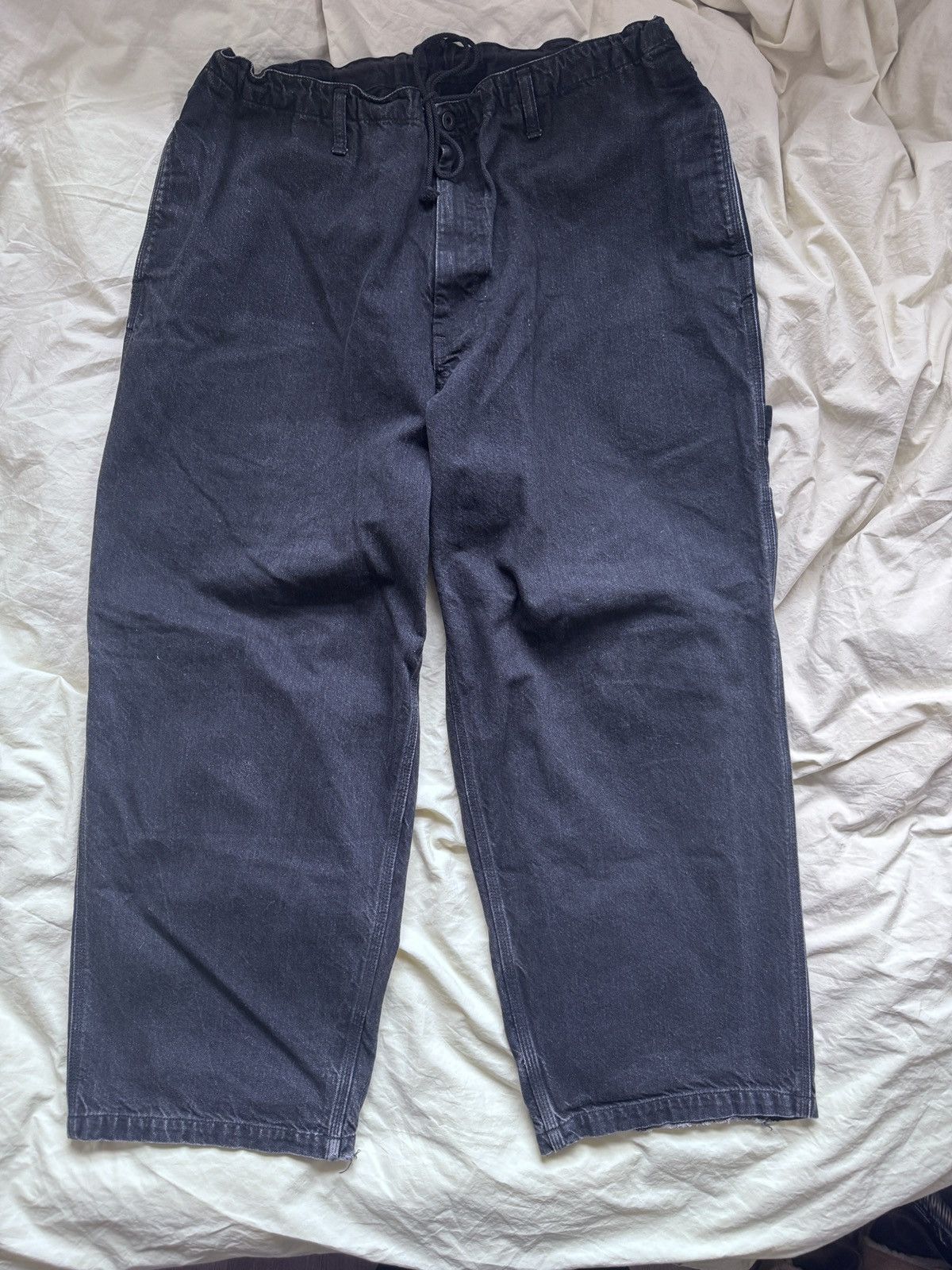 Yohji Yamamoto 22aw Black scandal denim painter pants Size US 34 / EU 50 - 1 Thumbnail