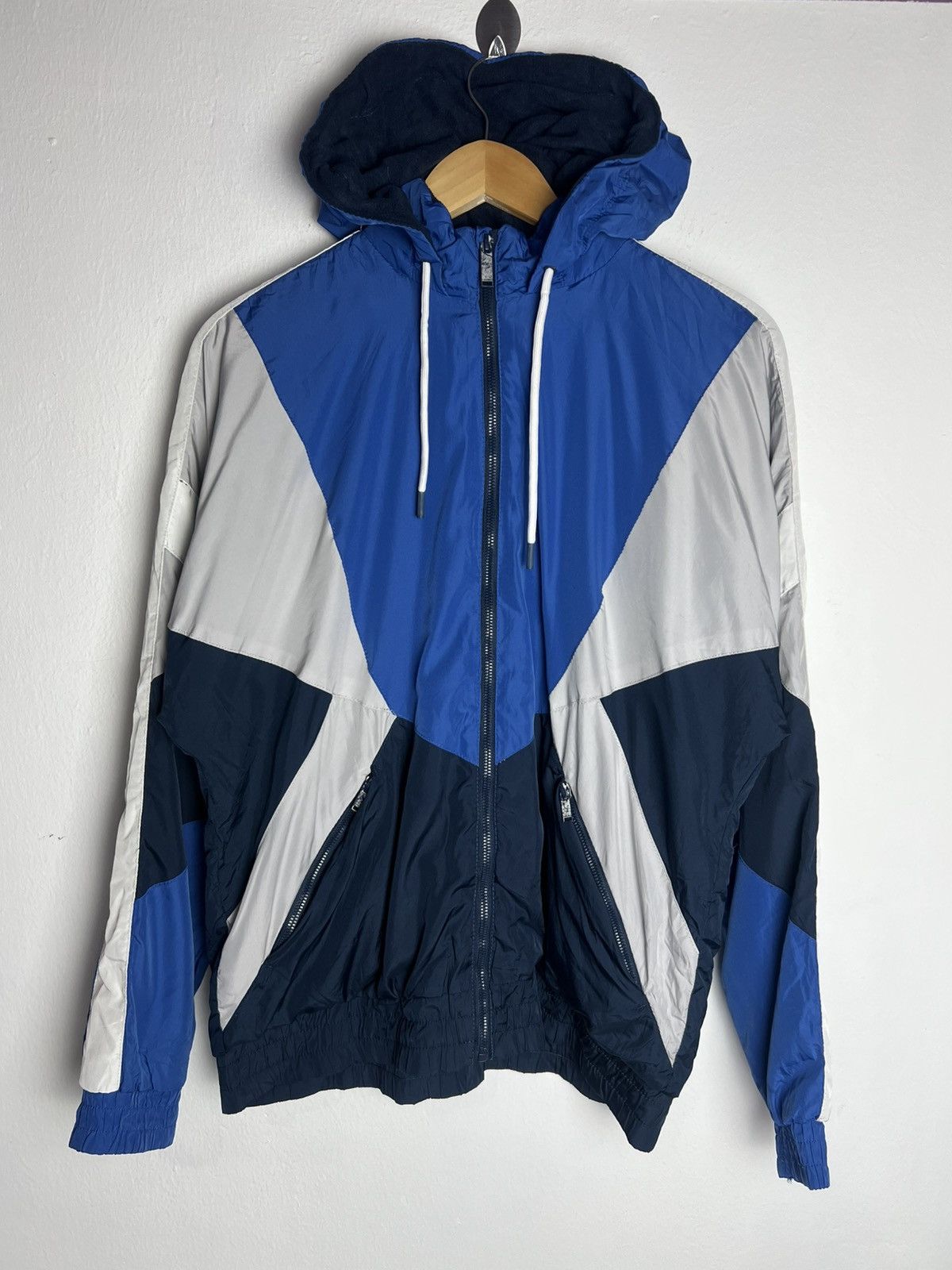 Bershka Bershka Retro Blue Windbreaker Jacket Size US S / EU 44-46 / 1 - 1 Thumbnail