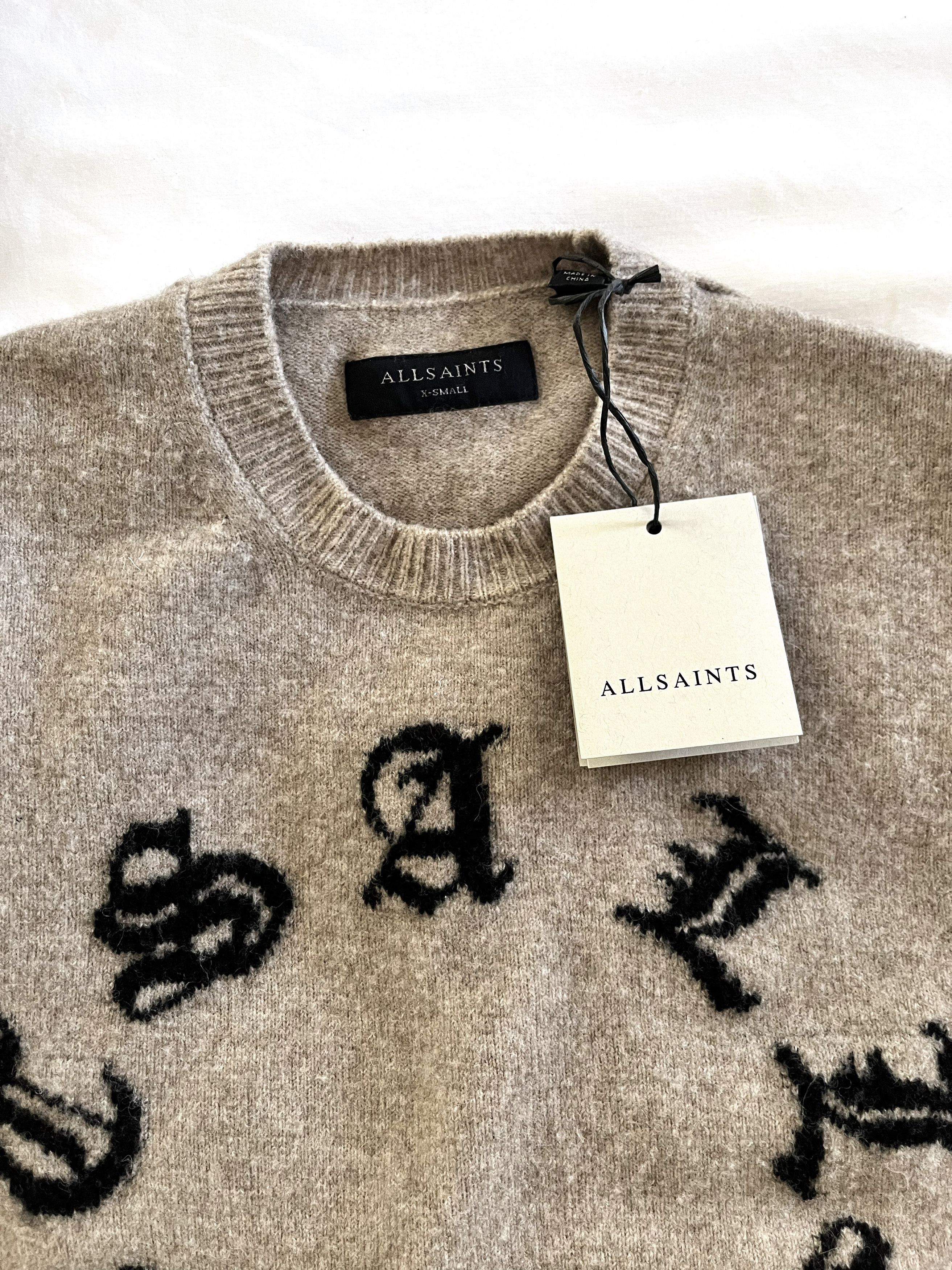 Allsaints ALL SAINTS - Scripture Gothic Jacquard Logo Sweater Size US XS / EU 42 / 0 - 2 Thumbnail