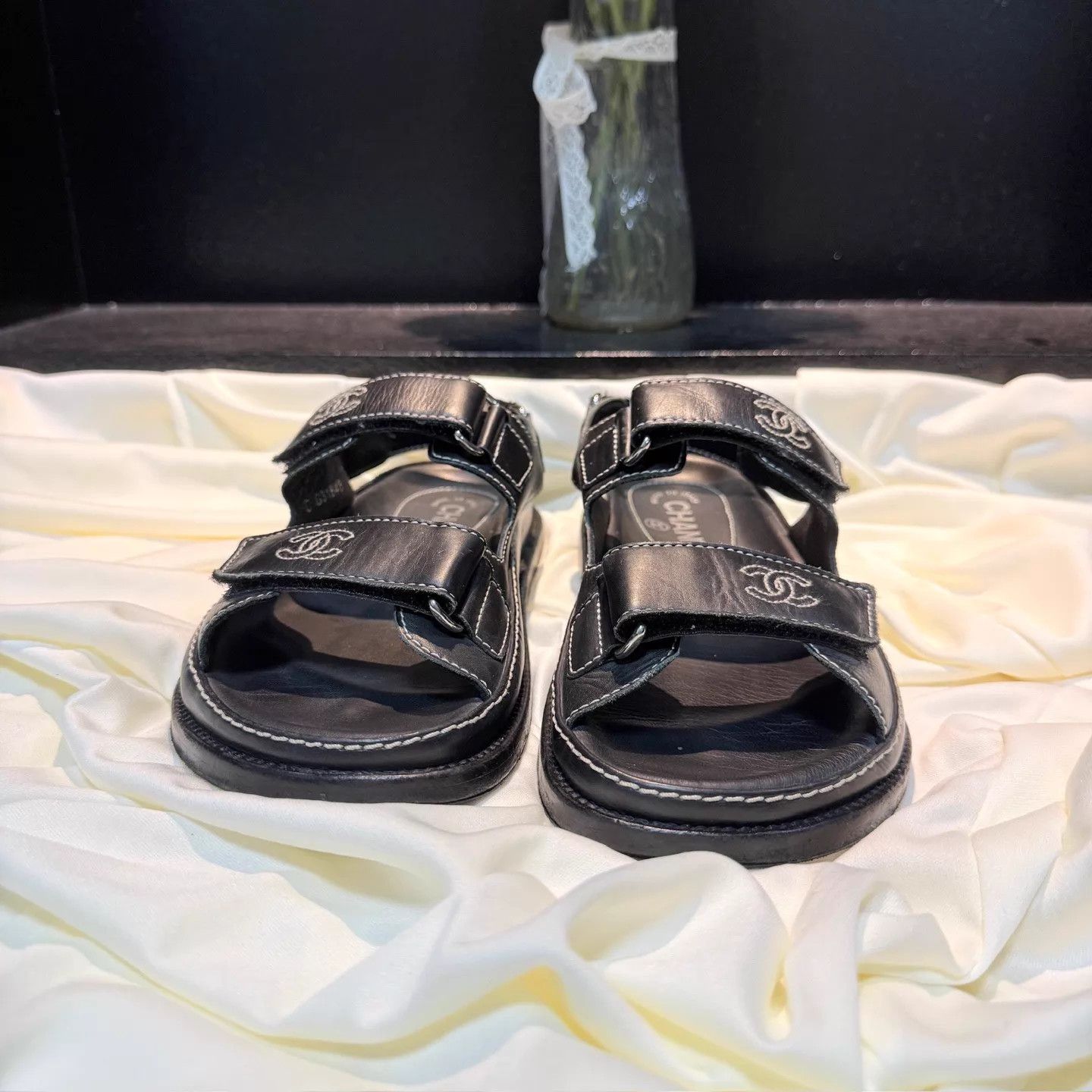 Chanel CHANEL CC Velcro Sandal B&W Stitch 35.5EU 95New Size US 5 / IT 35 - 2 Thumbnail