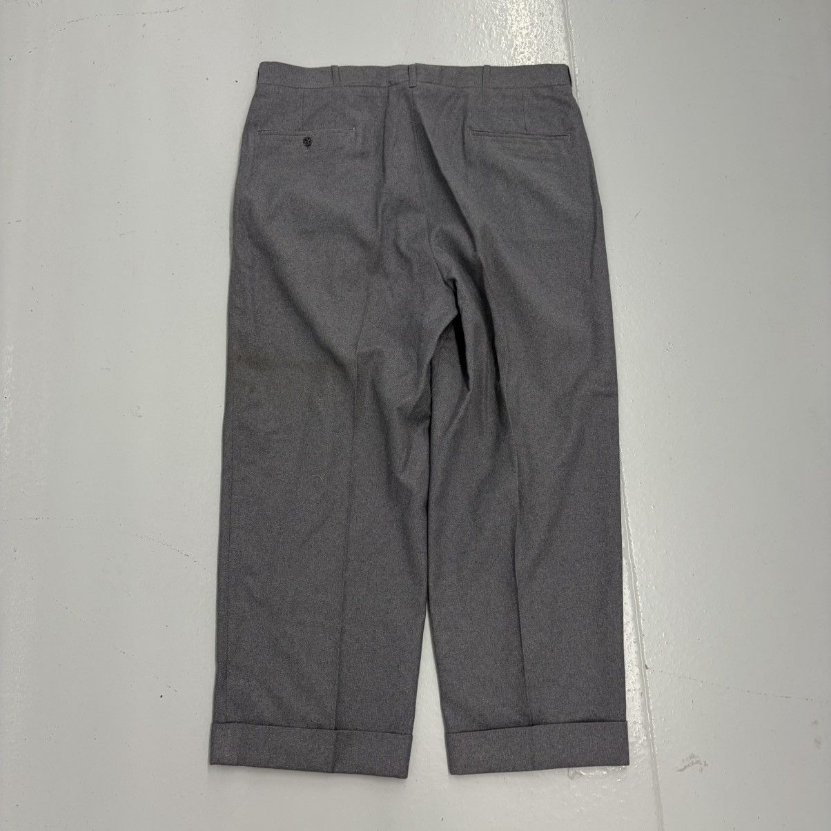Other NOS Vintage 50s Grey Wool Buttonfly Wide Leg Trousers 38x26 Size US 38 / EU 54 - 3 Thumbnail