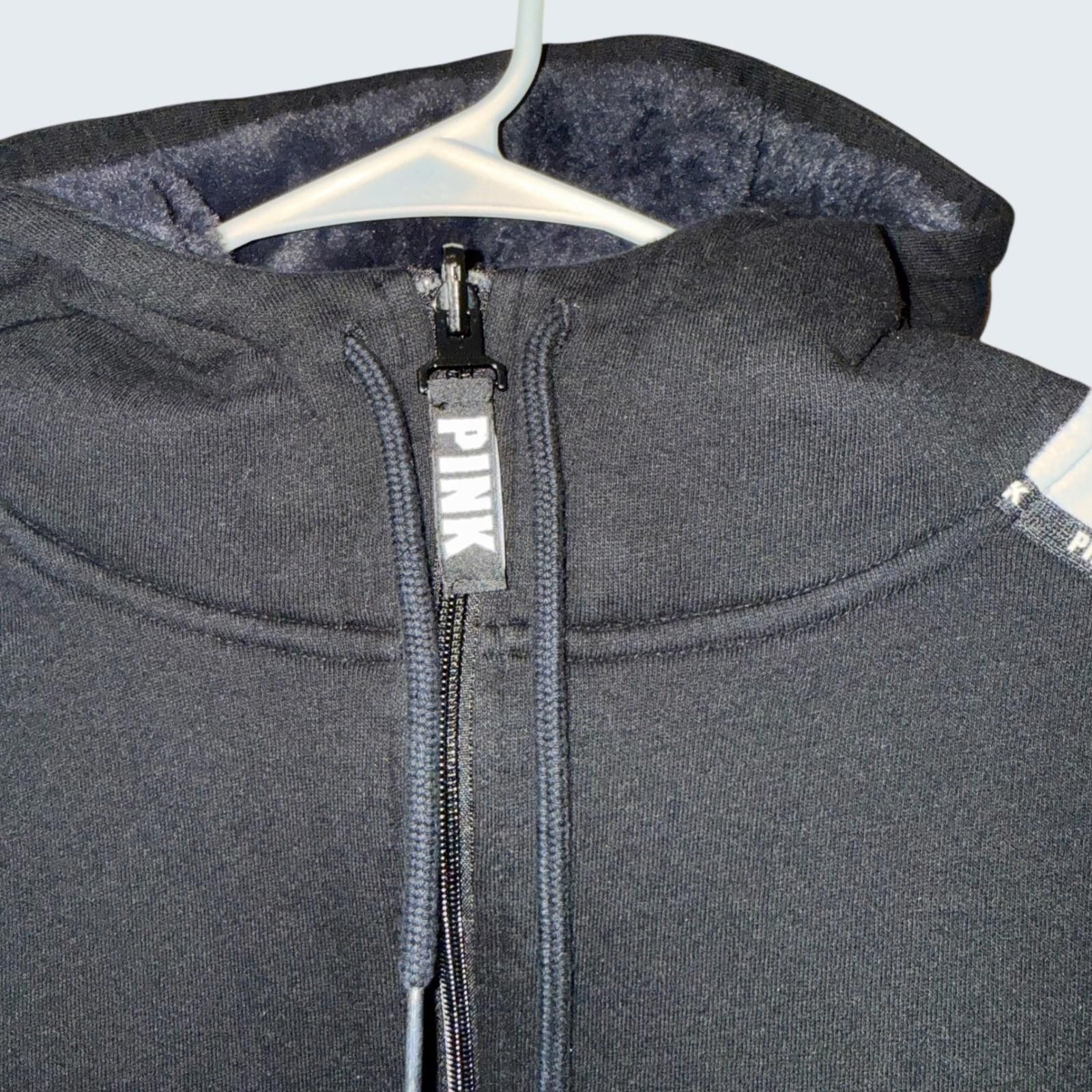 Other PINK Victoria's Secret Full Zip Hoodie Black White Fur L Size L / US 10 / IT 46 - 6 Thumbnail