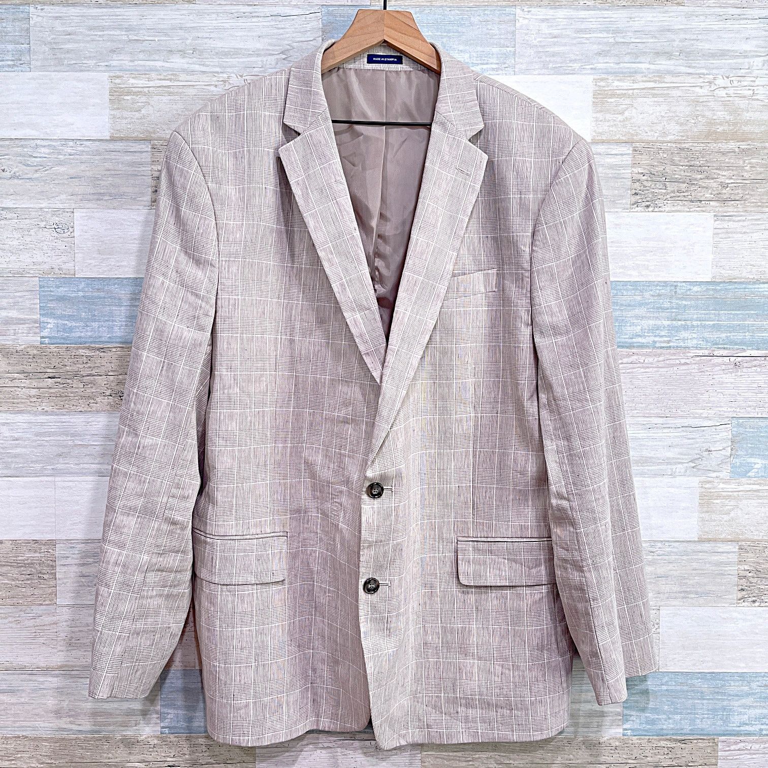 Stafford Stafford Linen Summer Sport Coat Jacket Beige Check Men 50R Size 50R - 1 Thumbnail