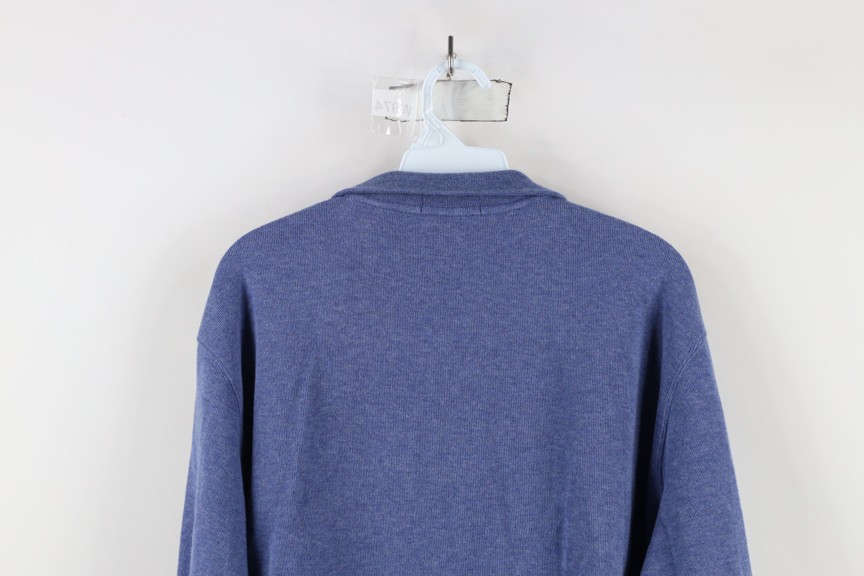 Ralph Lauren × Vintage Vintage Ralph Lauren Rib Ribbed Knit Half Zip Sweater Blue Size US L / EU 52-54 / 3 - 14 Thumbnail