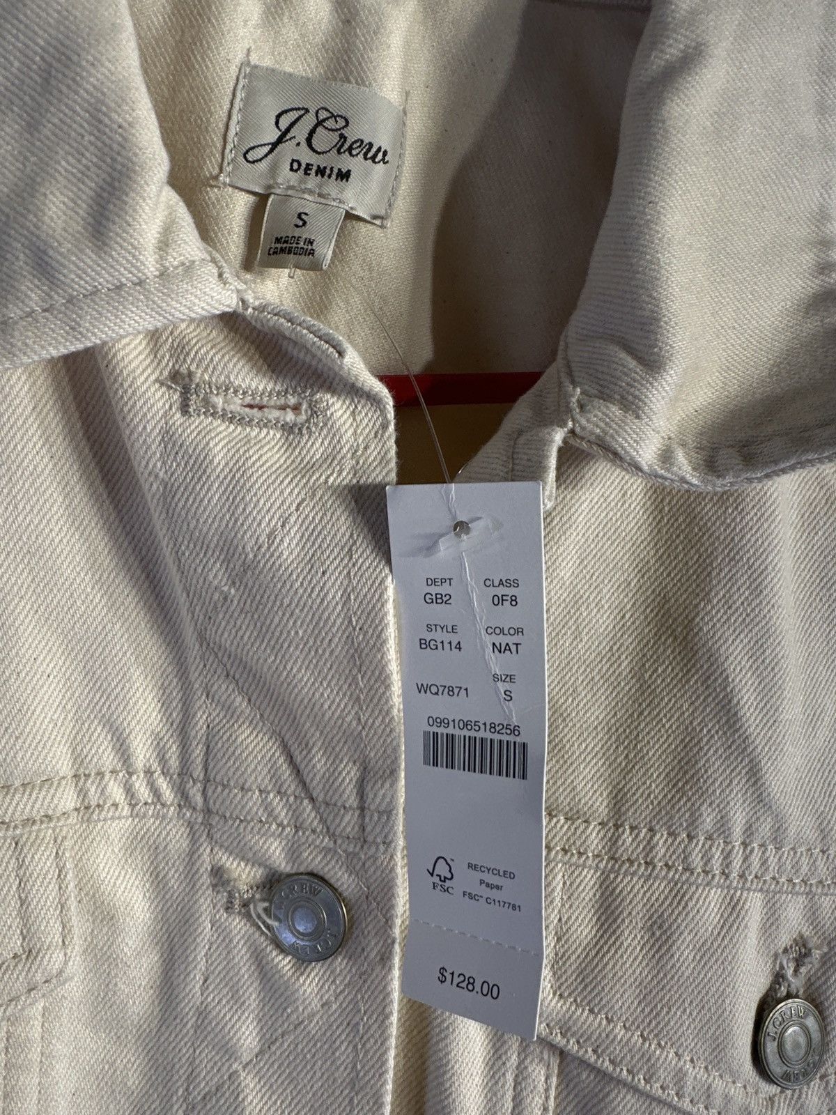 J.Crew J.Crew Classic jean jacket Light Cream Size S / US 4 / IT 40 - 6 Thumbnail