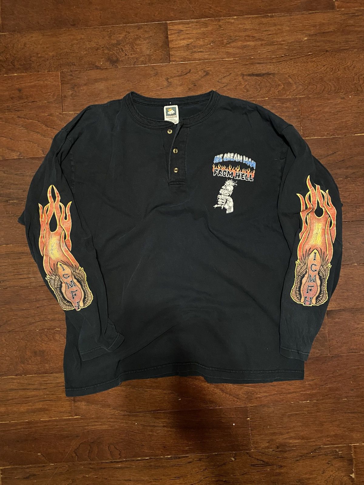 Vintage Vintage 90s Biker Shirt "Ice Cream Man From Hell" XL Size US XL / EU 56 / 4 - 3 Thumbnail