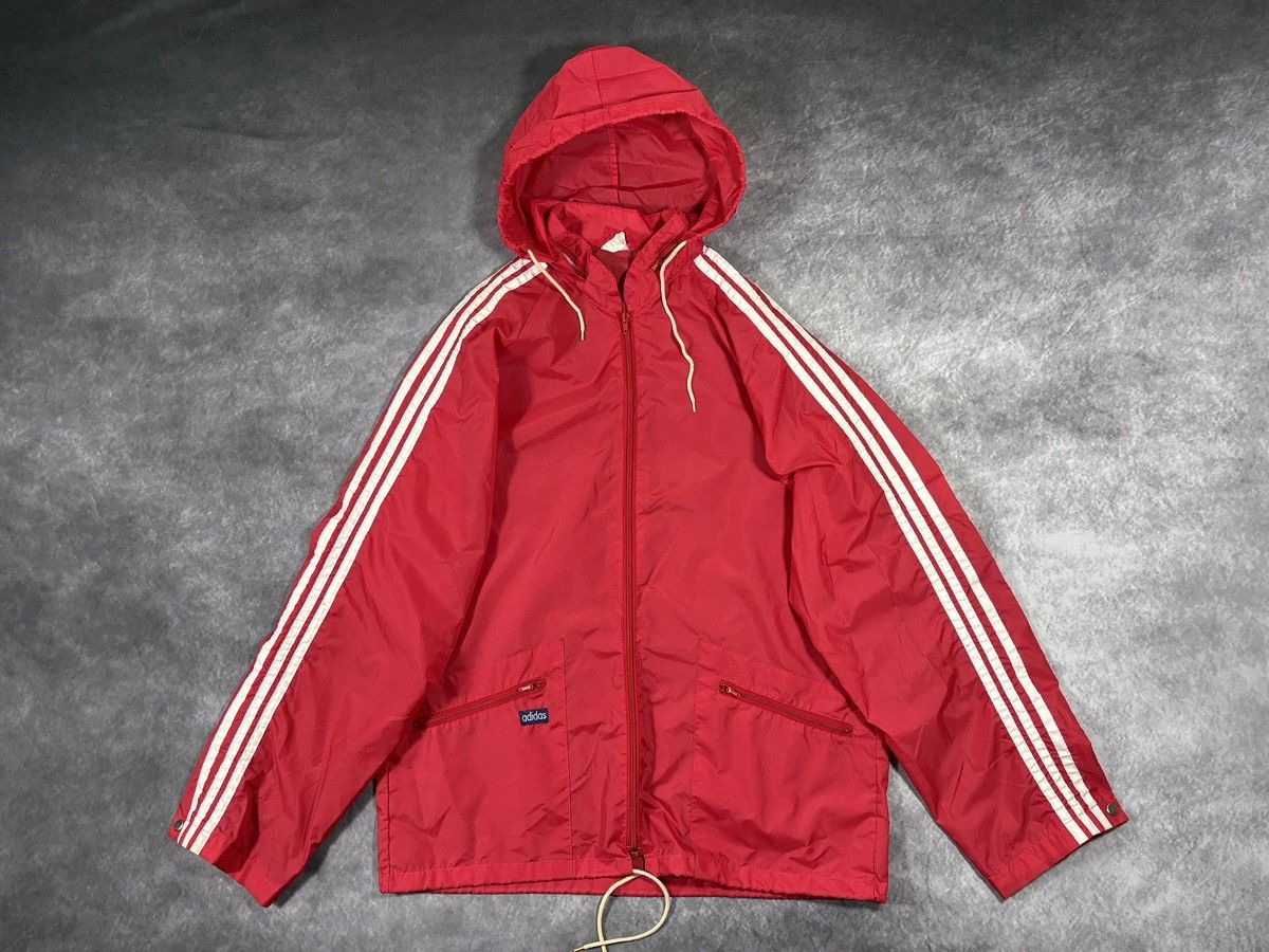 Adidas 1980s Adidas Windbreaker Vintage Track Jacket Hood 3 Stripe Size US M / EU 48-50 / 2 - 14 Thumbnail