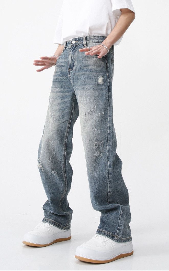 Japanese Brand × Jean Straight-leg loose-fitting distressed jeans Size US 32 / EU 48 - 4 Thumbnail