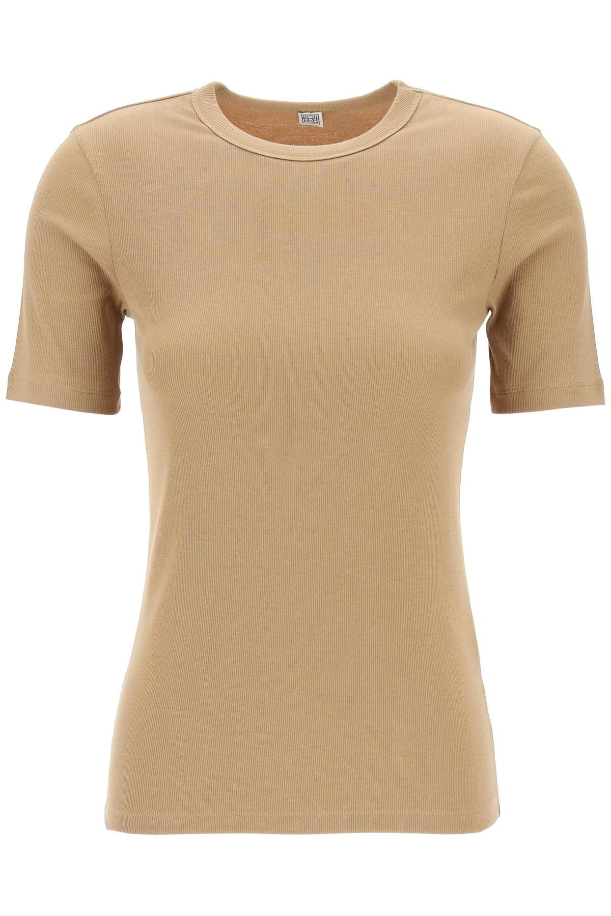 image of Toteme Ribbed Jersey T-Shirt For A in Caramel, Women's (Size XS)