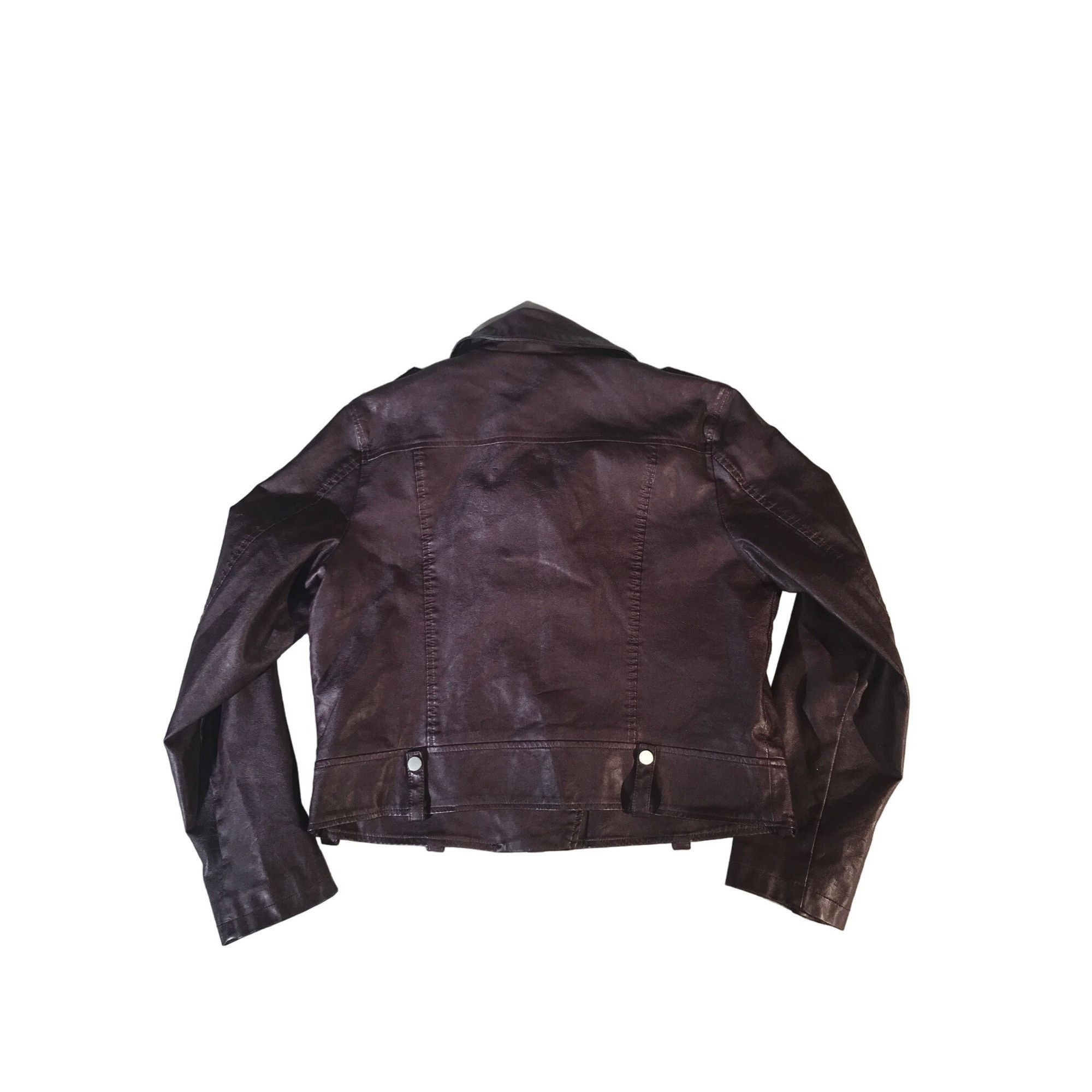 Designer Bagatelle Womens Purple Plum Vegan Leather Motorcycle Jacket Size L / US 10 / IT 46 - 2 Thumbnail