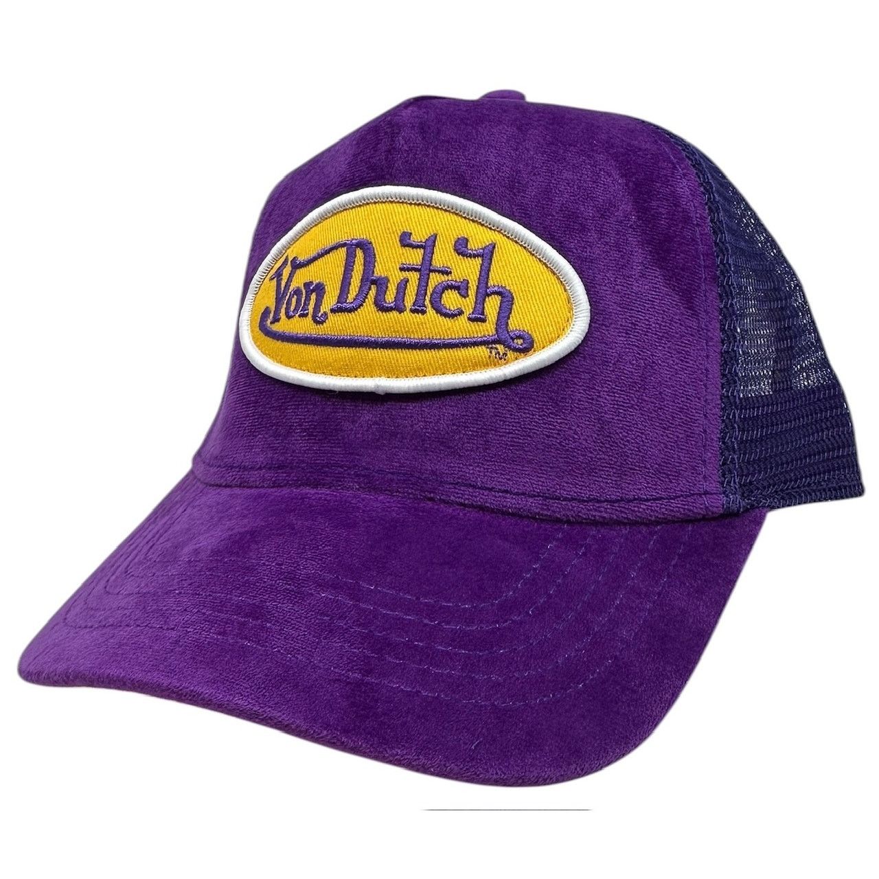 Von Dutch Von Dutch Trucker Hat Purple & Yellow Velvet Snapback Cap Size ONE SIZE - 1 Thumbnail