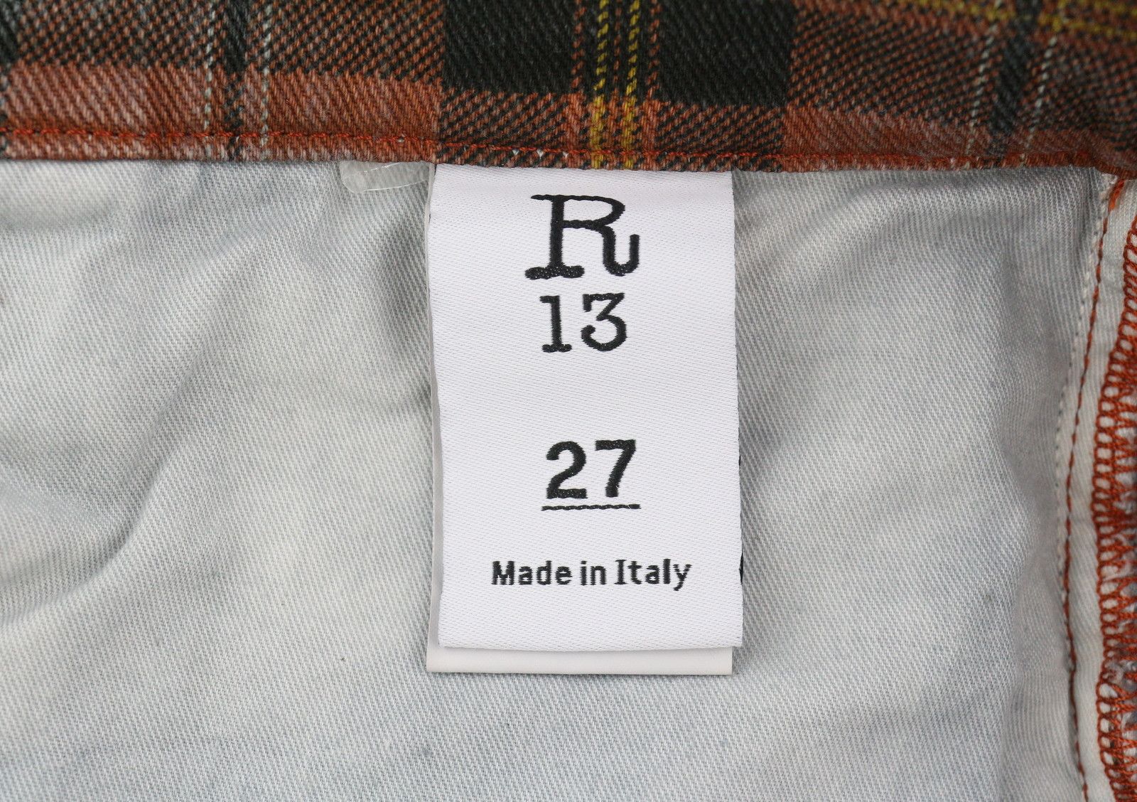 R13 TAILORED DROP 27 Ash Red Plaid Ankle Crop Relaxed 85771 Size 27" / US 4 / IT 40 - 7 Thumbnail