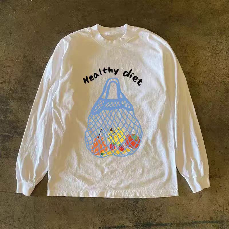 Japanese Brand White washed vintage fruit print long-sleeved t-shirt Size US M / EU 48-50 / 2 - 1 Thumbnail