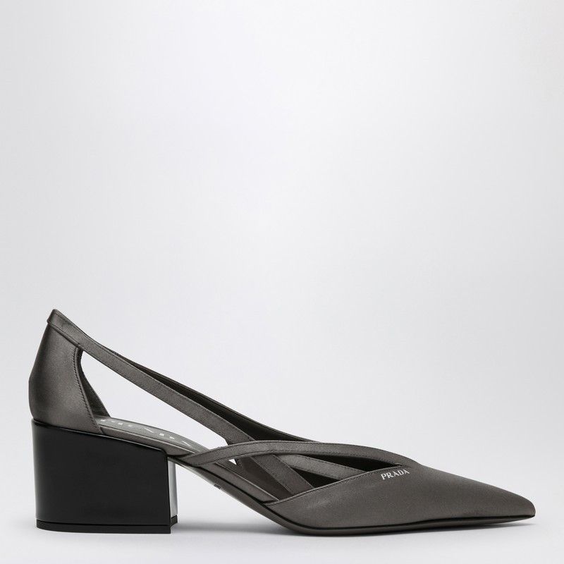 Prada Prada Slate Grey Satin Décolleté With Cut Out Size US 6.5 / IT 36.5 - 1 Thumbnail