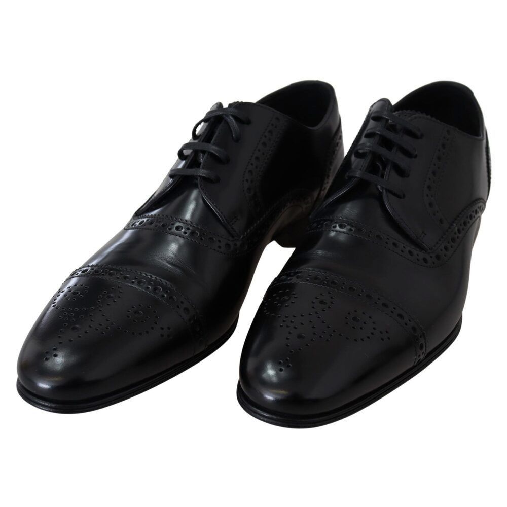 Dolce & Gabbana Dolce & Gabbana Elegant Black Leather Formal Derby Shoes Size US 6 / EU 39 - 7 Thumbnail
