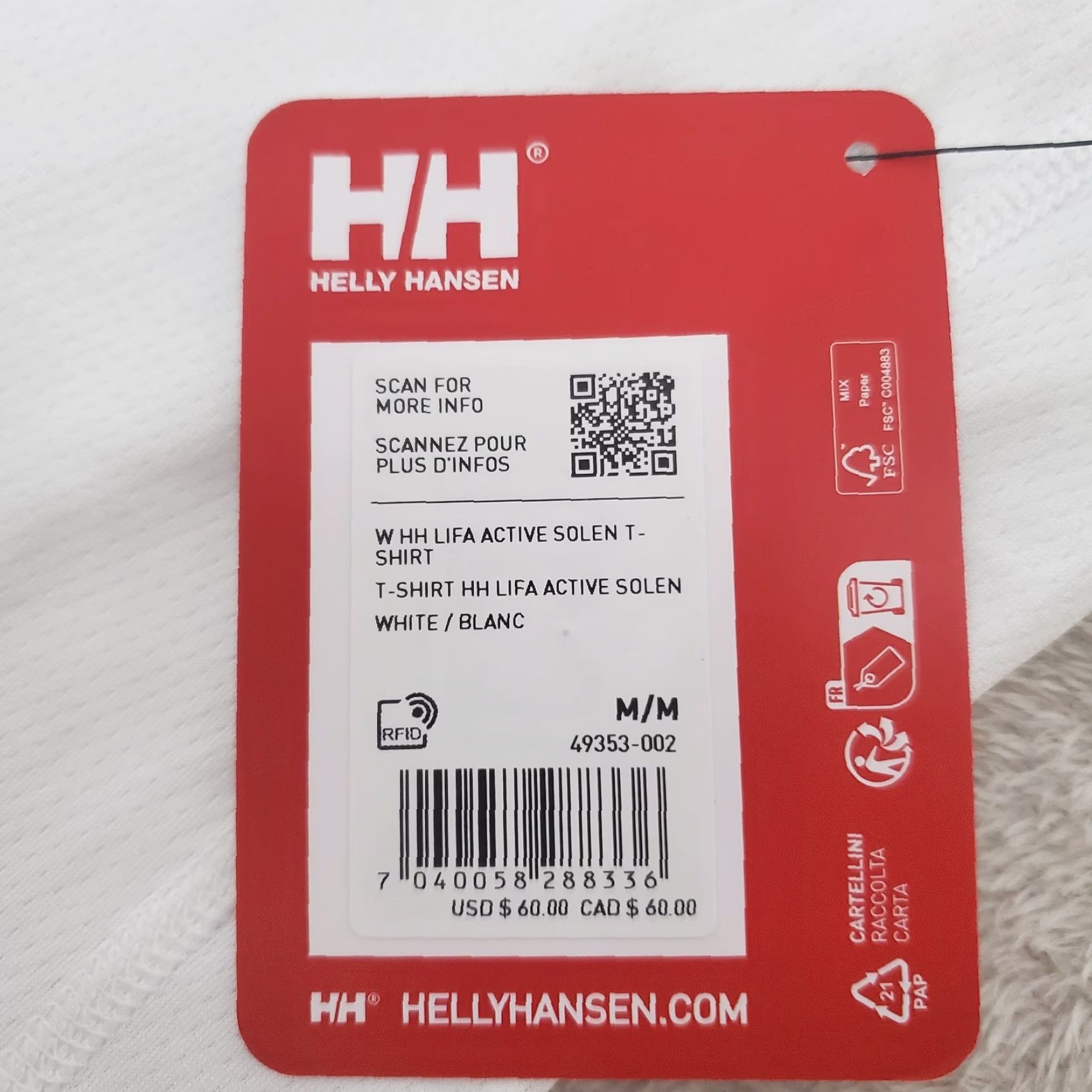 Helly Hansen Helly Hansen T Shirt Women M White Lifa Solen UPF 50 Outdoors Size M / US 6-8 / IT 42-44 - 3 Thumbnail