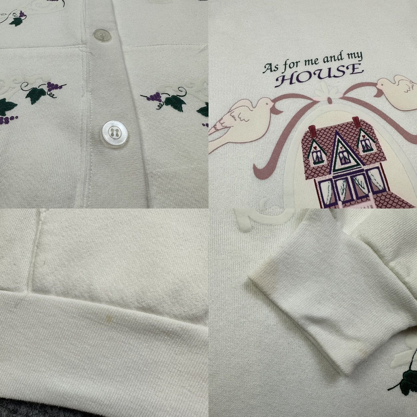 Vintage VINTAGE Women 2X Button Up Cardigan Sweater 90s Floral Lord White Womens Size XXL / US 16-18 / IT 52-54 - 9 Thumbnail
