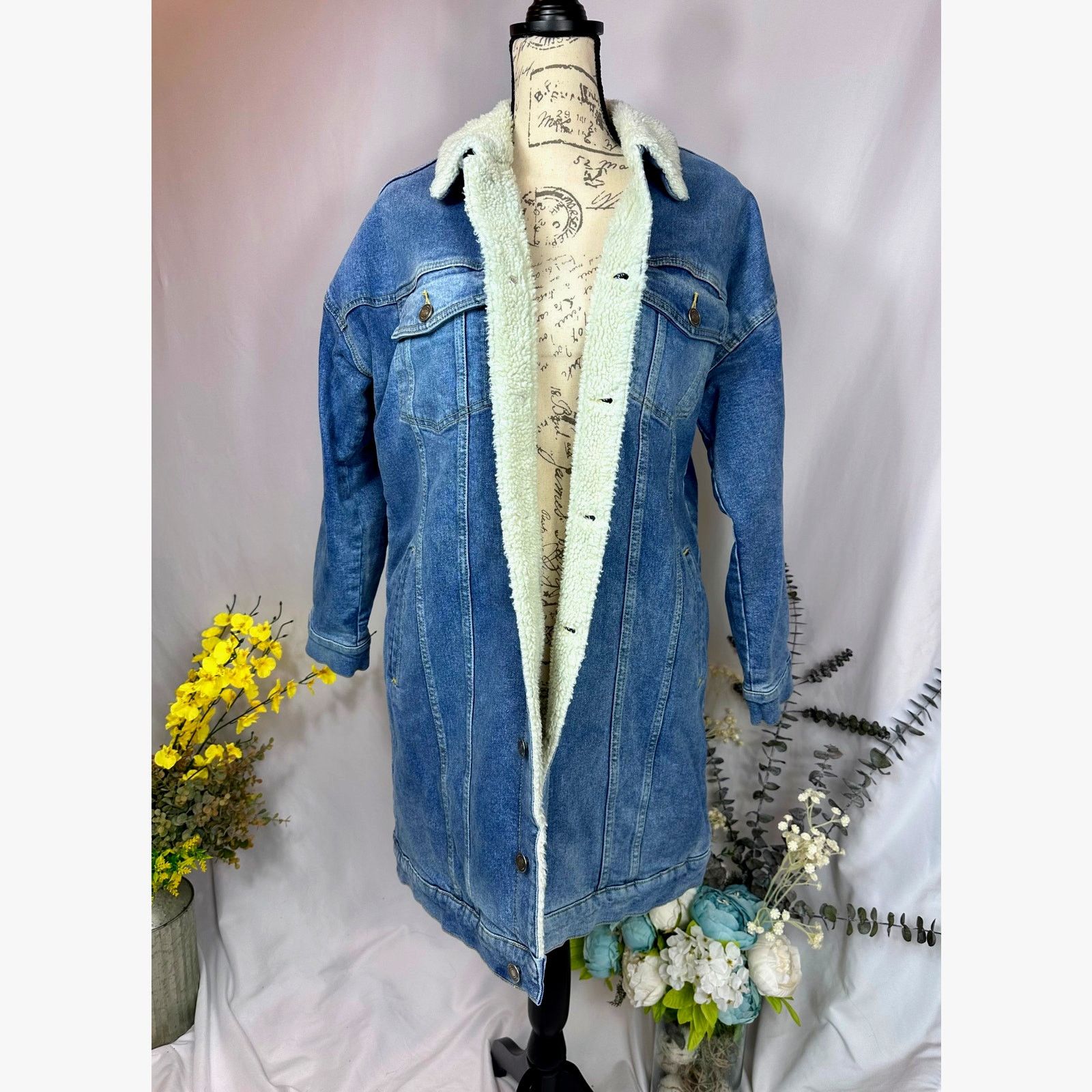 Other LNDN Landon Denim Sherpa Lined Jacket Medium Wash XS/S Size S / US 4 / IT 40 - 6 Thumbnail