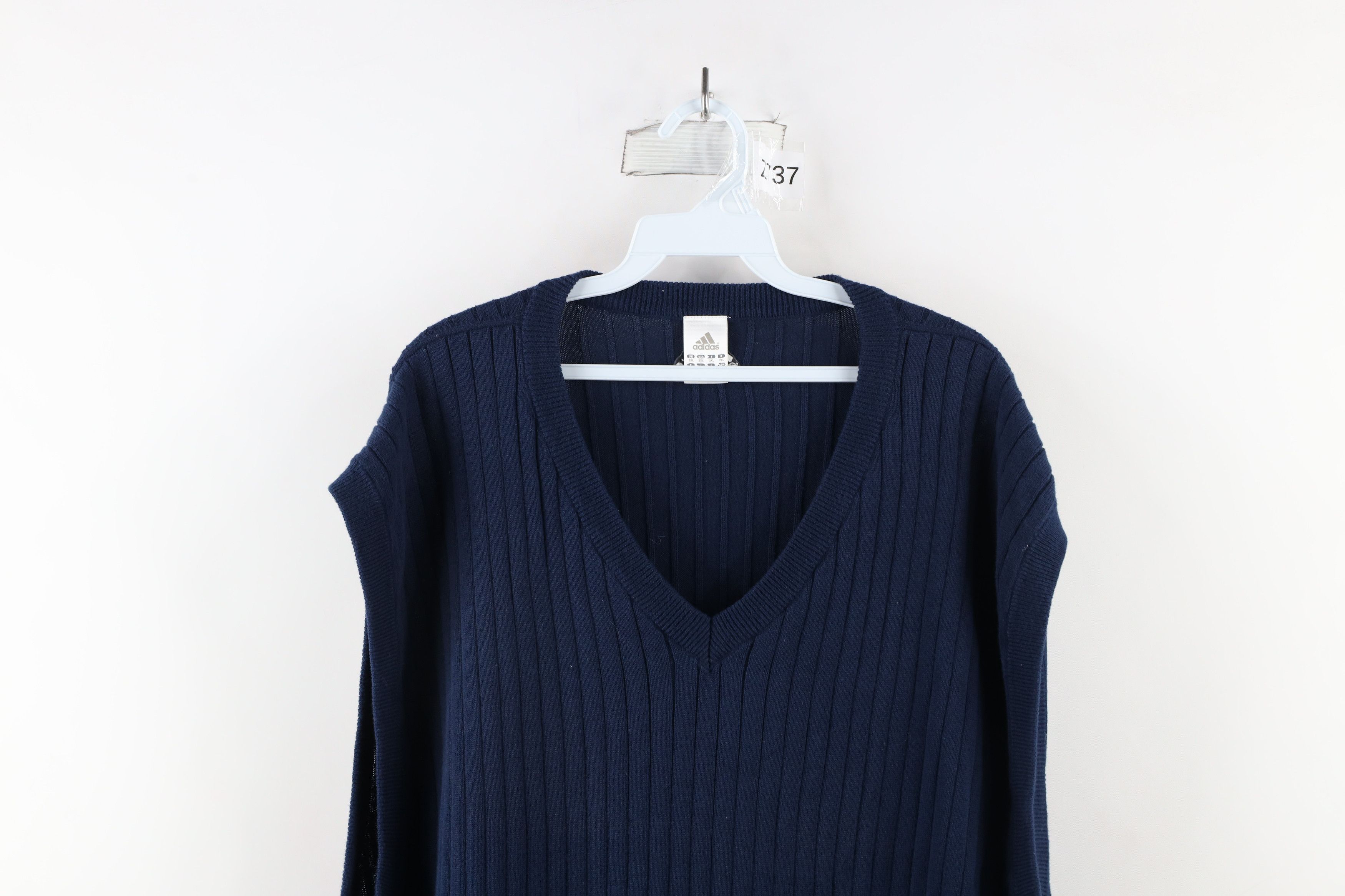 Adidas Vintage Adidas Out Cotton Ribbed Knit Sweater Vest Blue Size US XXL / EU 58 / 5 - 2 Thumbnail