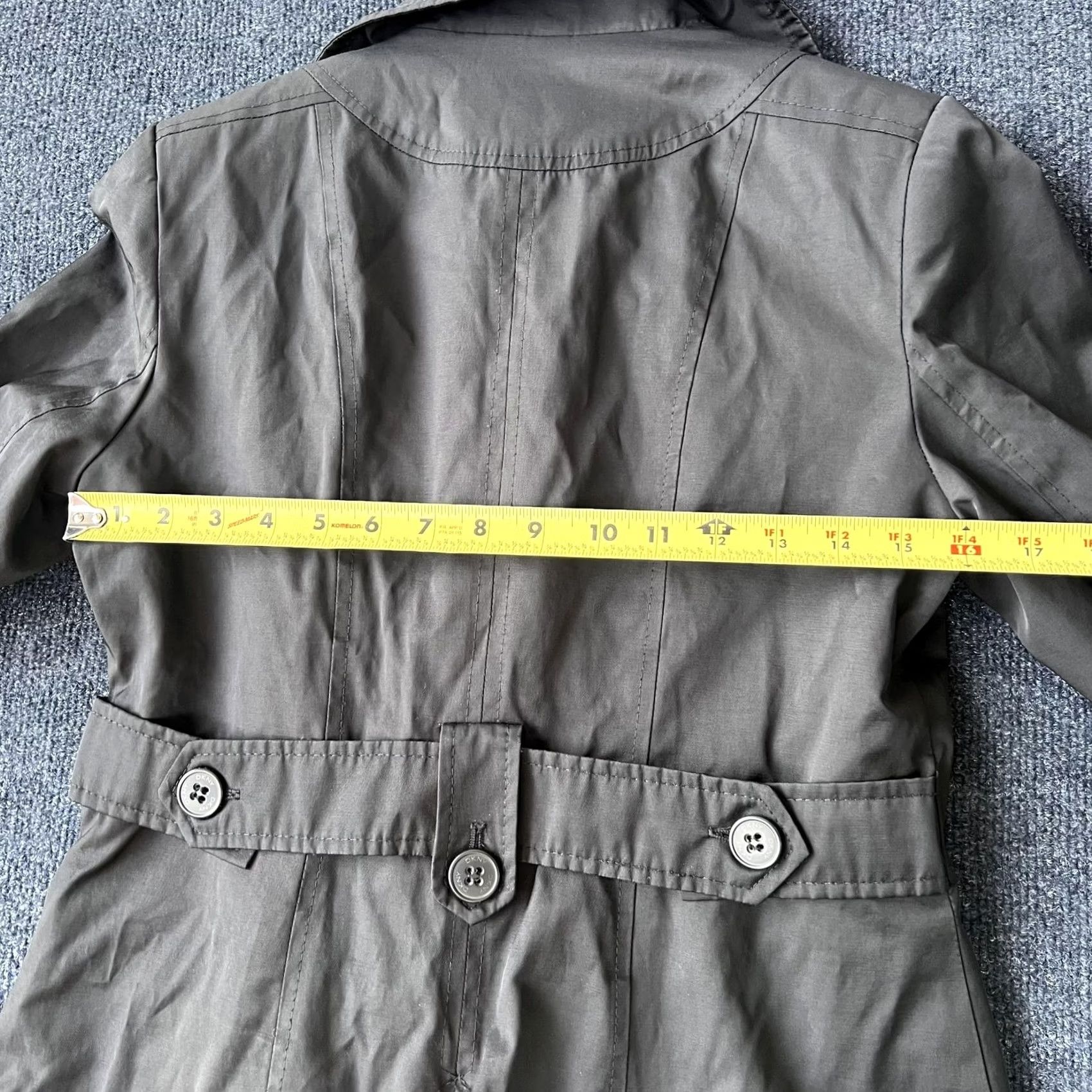 DKNY DKNY Trench Coat Womens Small Charcoal Gray Double Breasted Belted Pockets Size S / US 4 / IT 40 - 5 Thumbnail