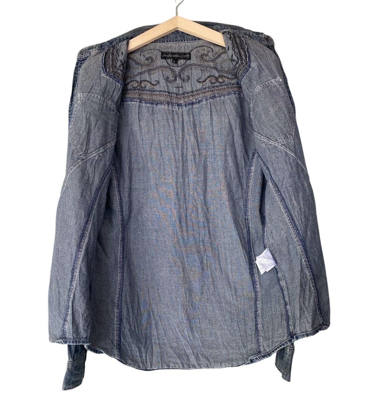 If Only Was True × In The Attic Rare IN THE ATTIC Pearl Snap Button Denim Shirt Size US L / EU 52-54 / 3 - 15 Thumbnail