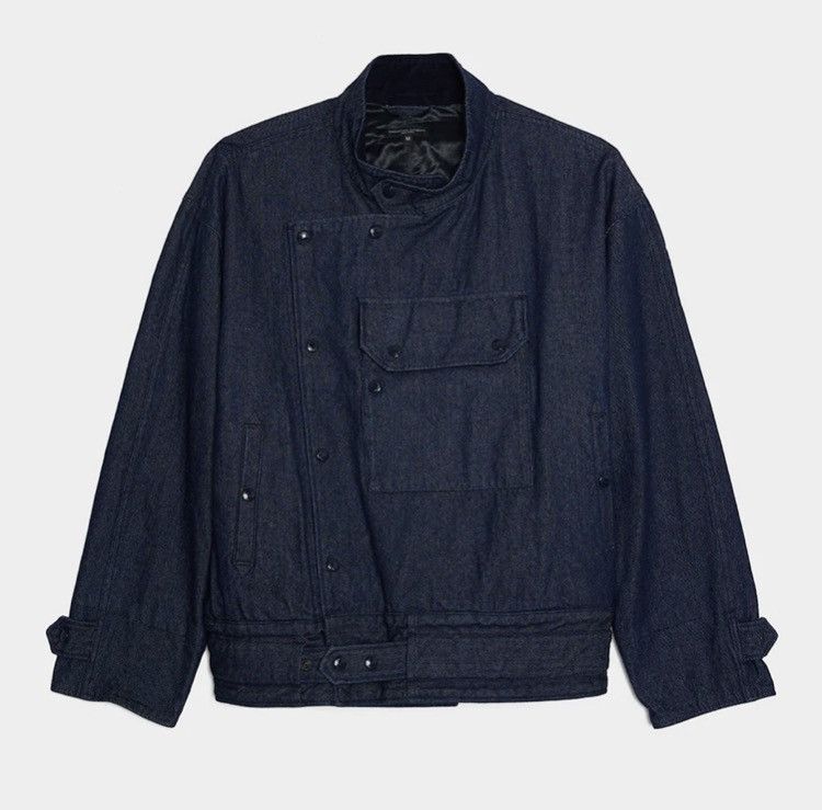 image of Engineered Garments Swedish Army Motorcycle Jacket in Blue, Men's (Size XL)